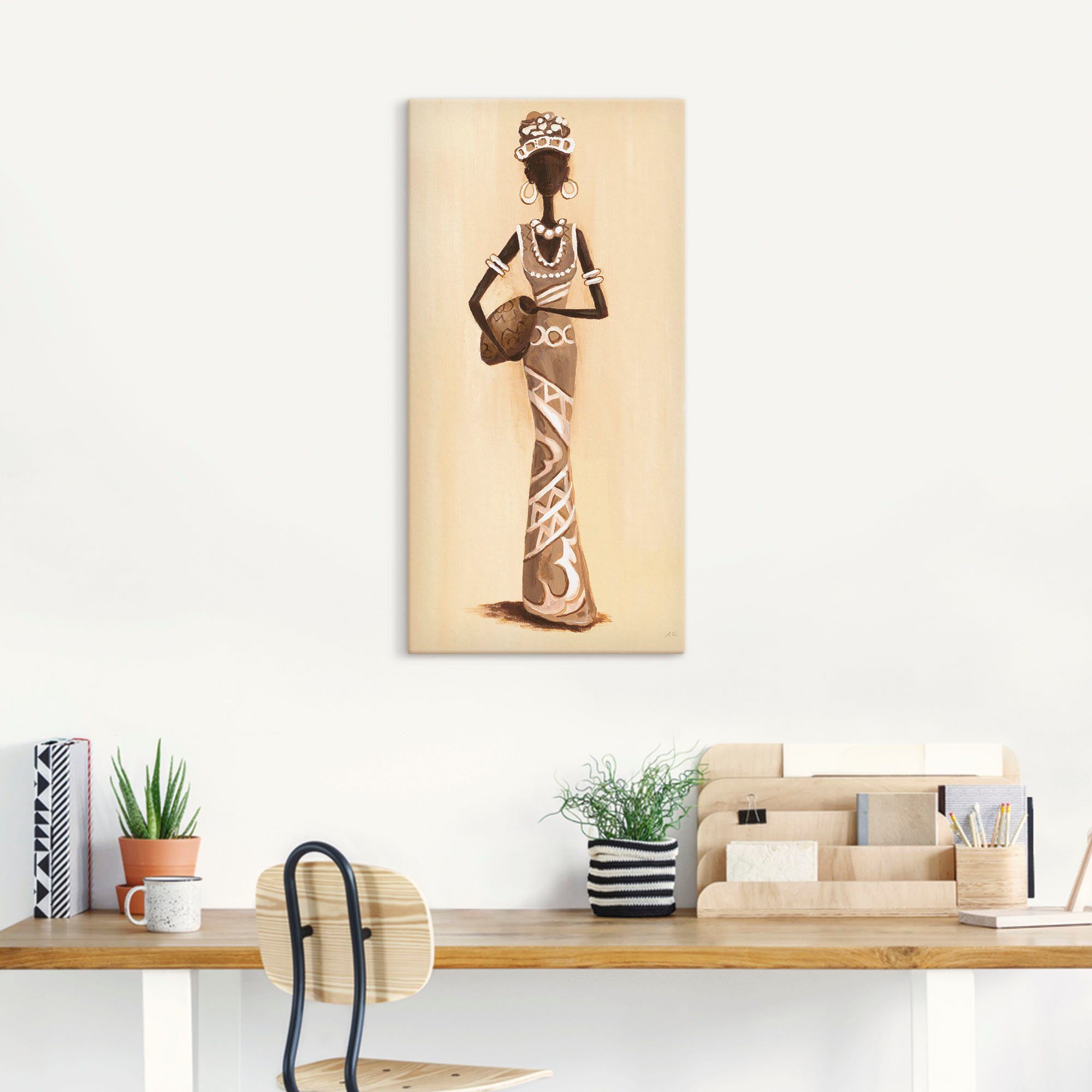 in versch. - (1 Alubild, Frau Poster Leinwandbild, Vorderseite, Wandbild als Wandaufkleber Größen Artland Afrikanerin St), oder
