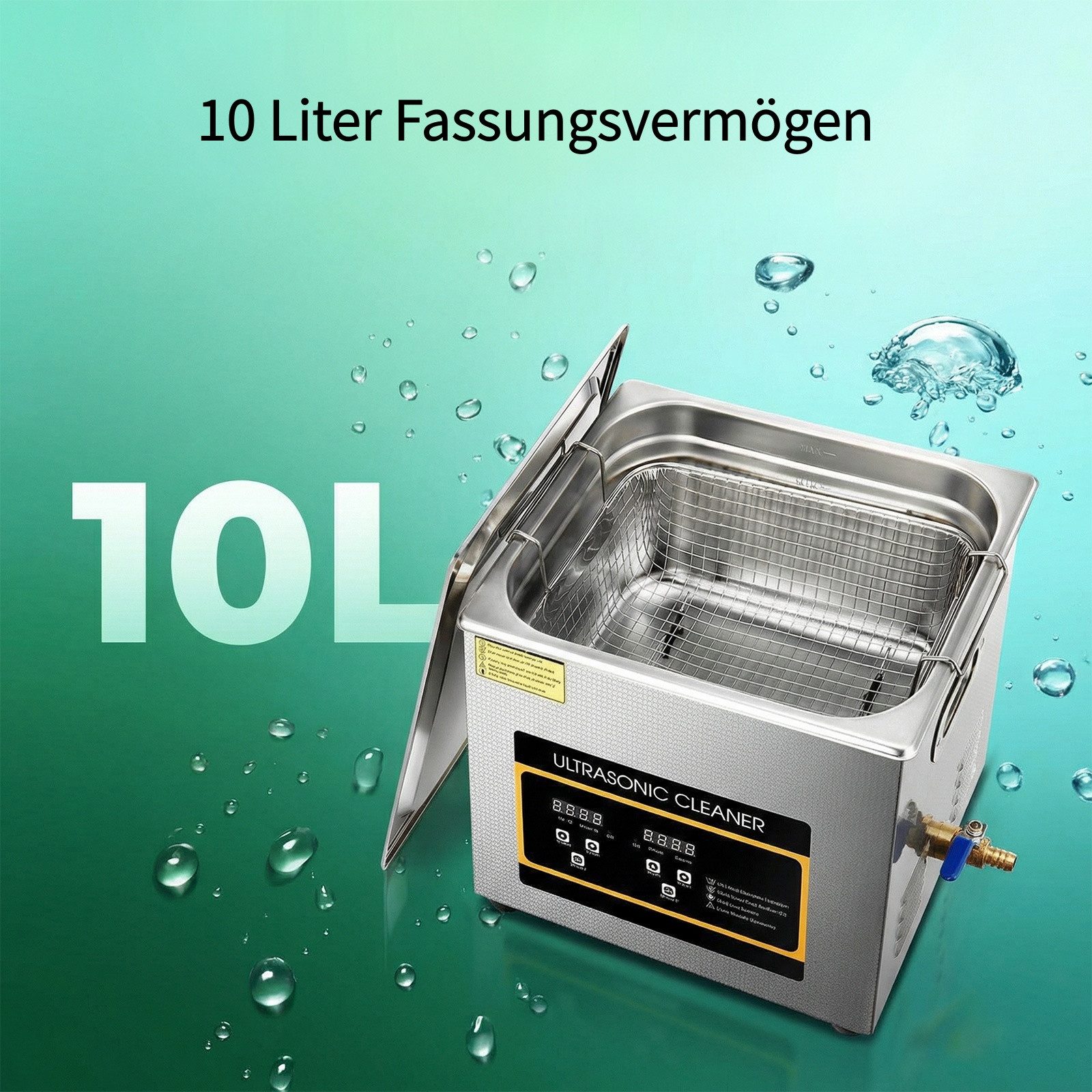 FOHERE Ultraschallreiniger Digitaler Ultraschallreiniger 10L, Mit Heizungstimer, 304 Edelstahl