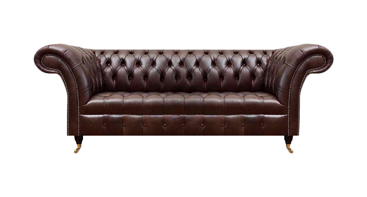 Chesterfield-Sofa Designer Sofa in Kunstleder Chesterfield Stil in Braun