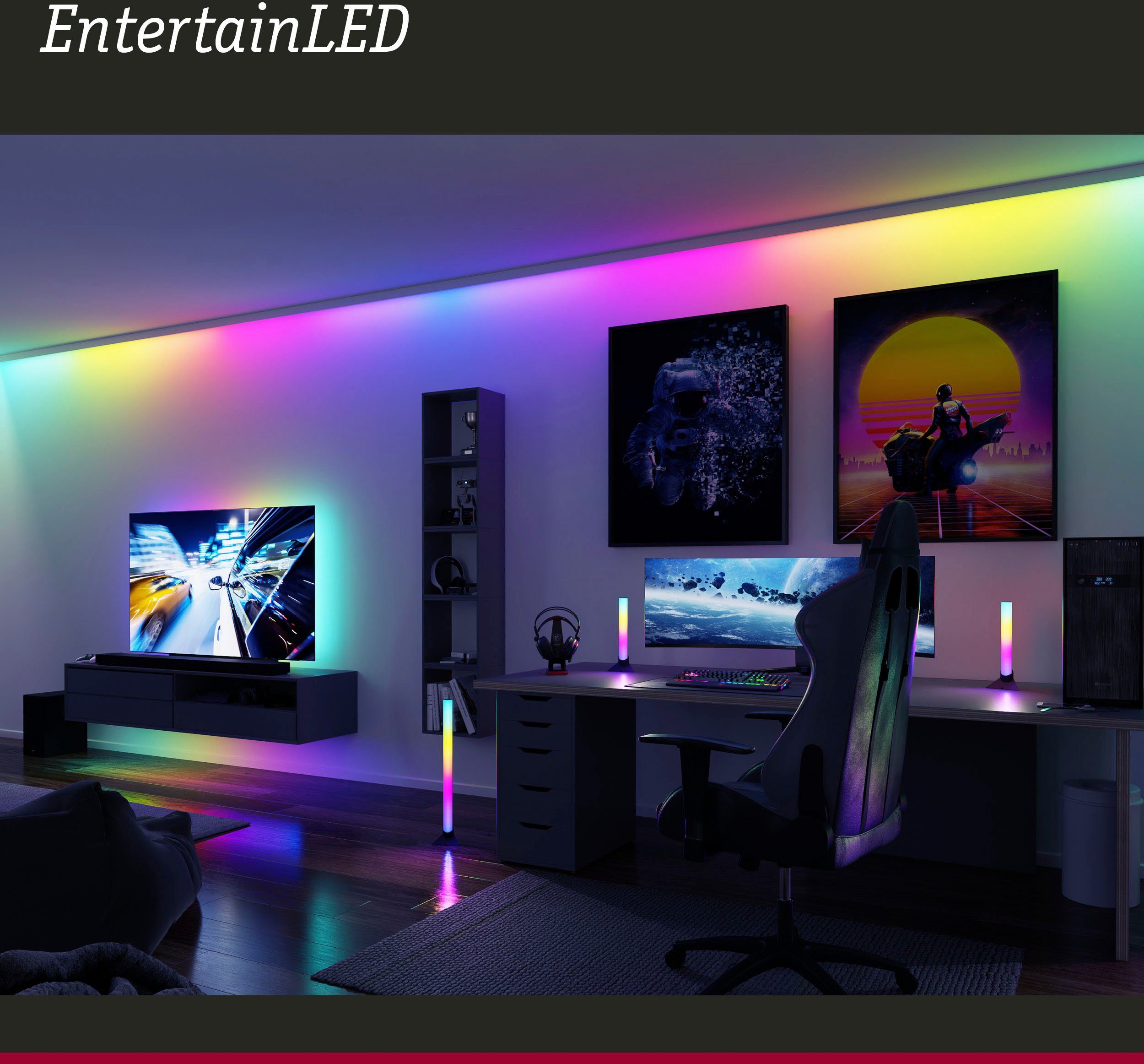 USB LED Strip 4W, 65 Zoll 1-flammig 2,4m RGB LED-Streifen TV-Beleuchtung Paulmann Dynamic Rainbow