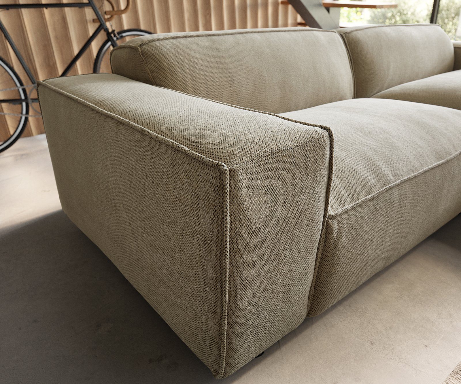 Chenille Big-Sofa cm DELIFE Beige 285x105 Big-Sofa Tenso,