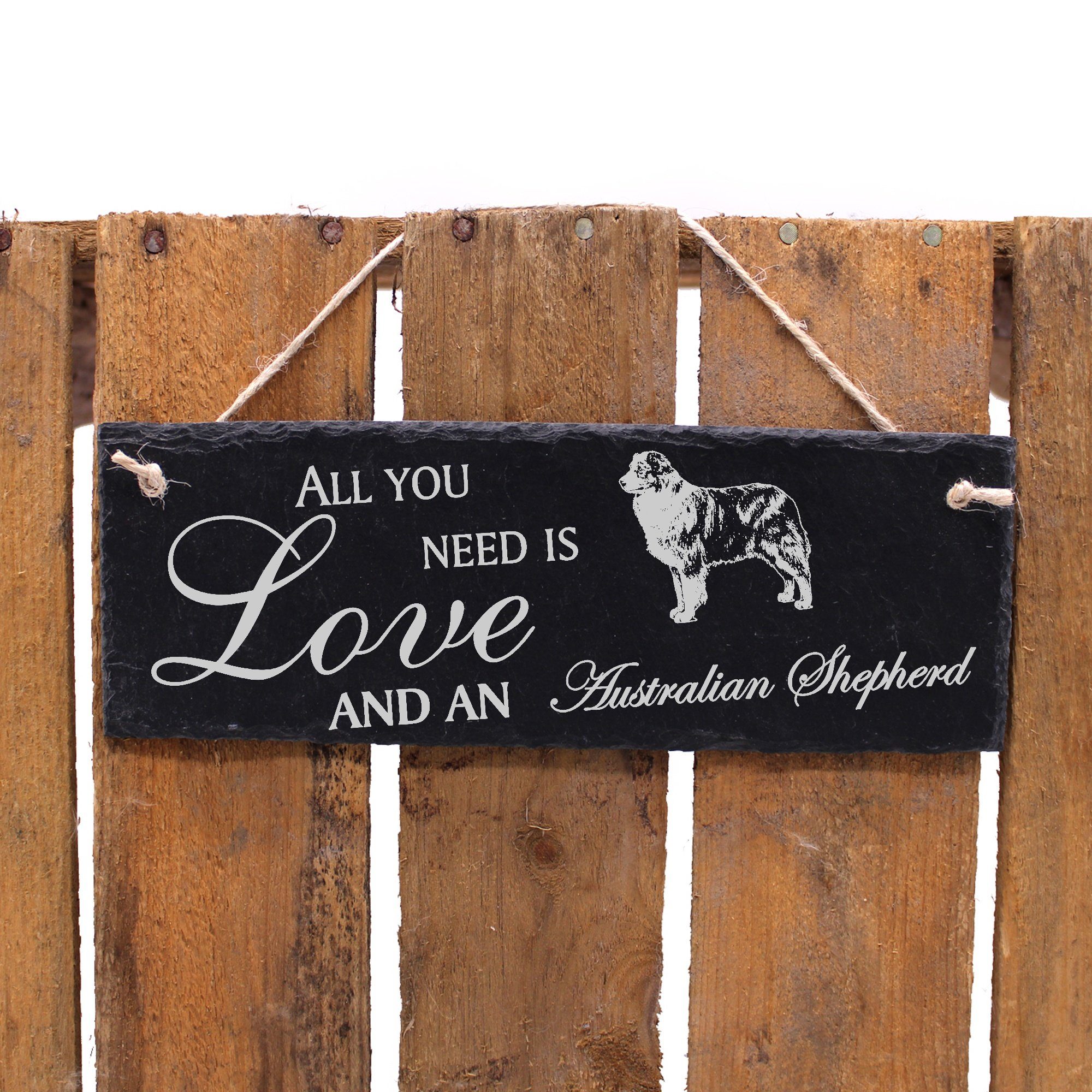 Dekolando Hängedekoration Australian Shepherd 22x8cm All you need is Love and an Australian She – Bild 5 von 5