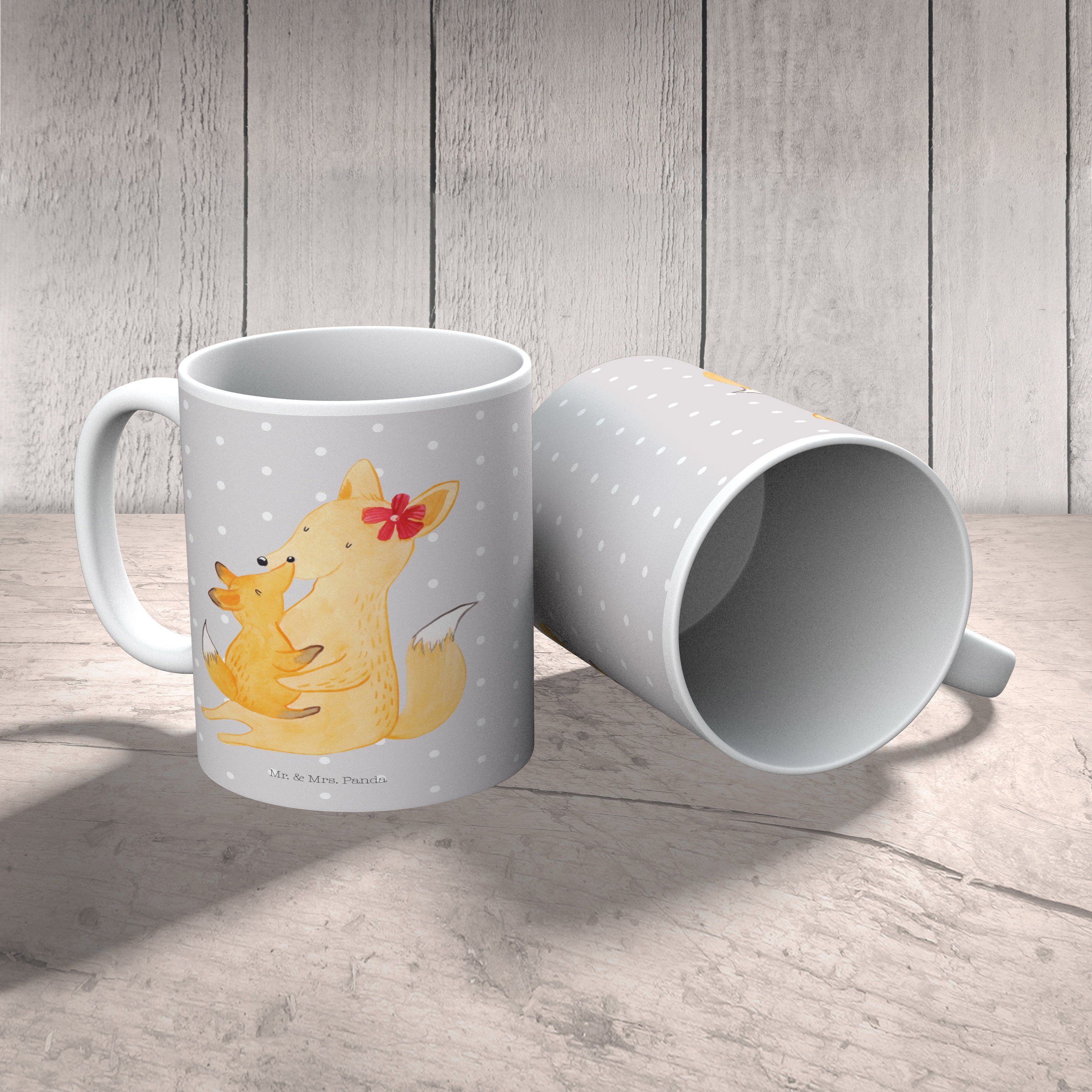 & Geschenk, Motive, Panda Grau - Mr. Keramik Pastell Tasse Mama Fuchs Vatertag, Tasse Mrs. Kind & -