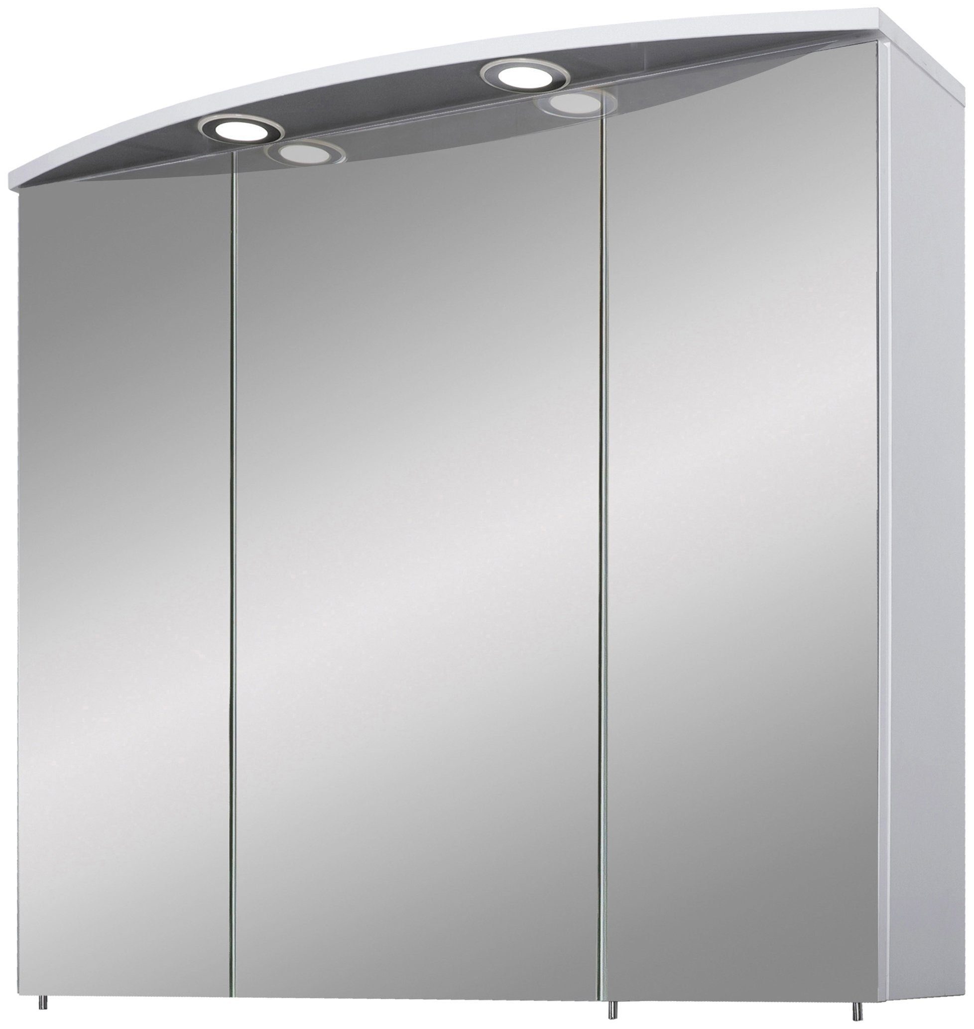 Breite cm, 70 Spiegelschrank Schalter-/Steckdosenbox 3-türig, LED-Einbaustrahler, Schildmeyer Verona 2