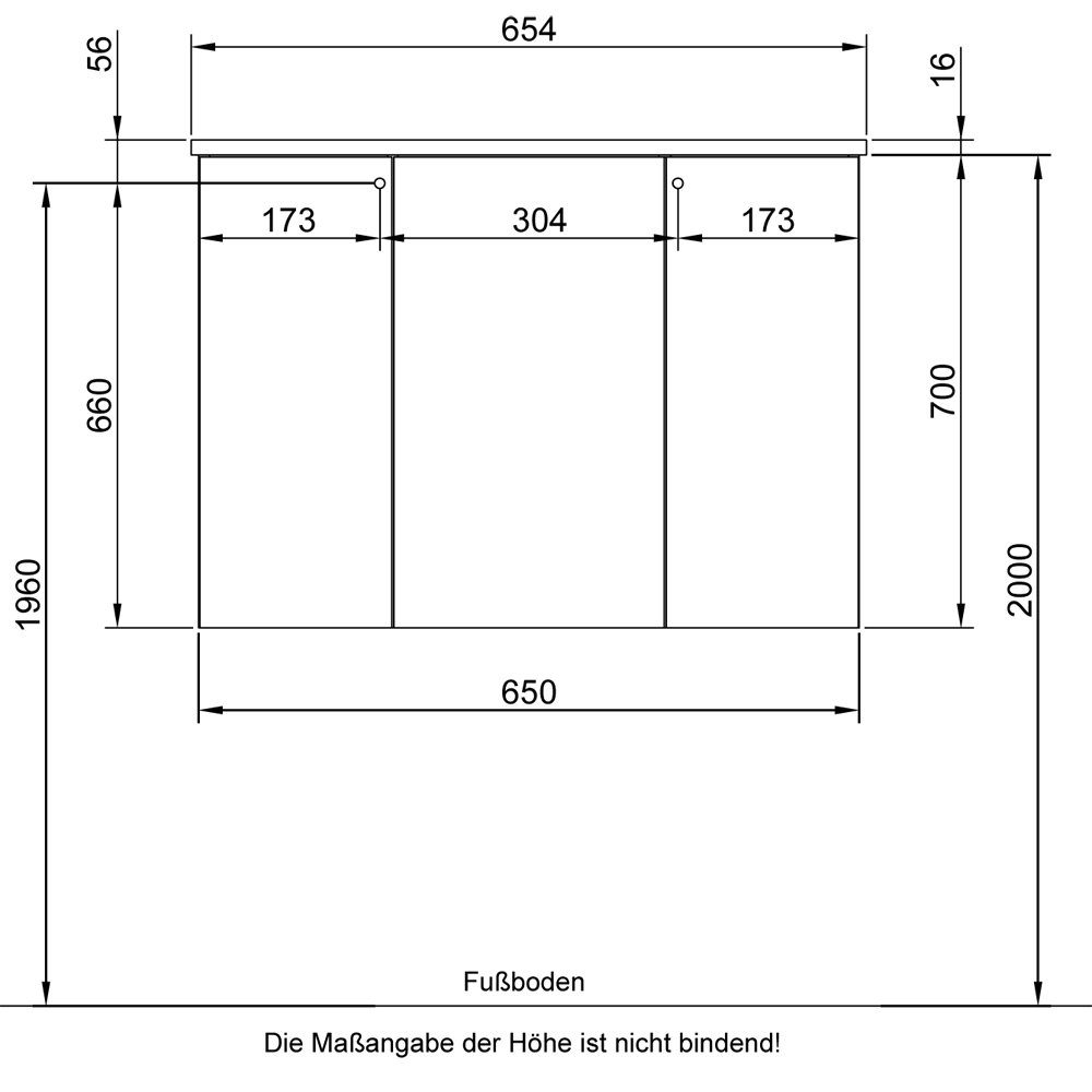 Kante Spiegelschrank mit in Nb. Eiche Lomadox DOVER-66 Weiß 65/70/20 3D Glanz Riviera cm