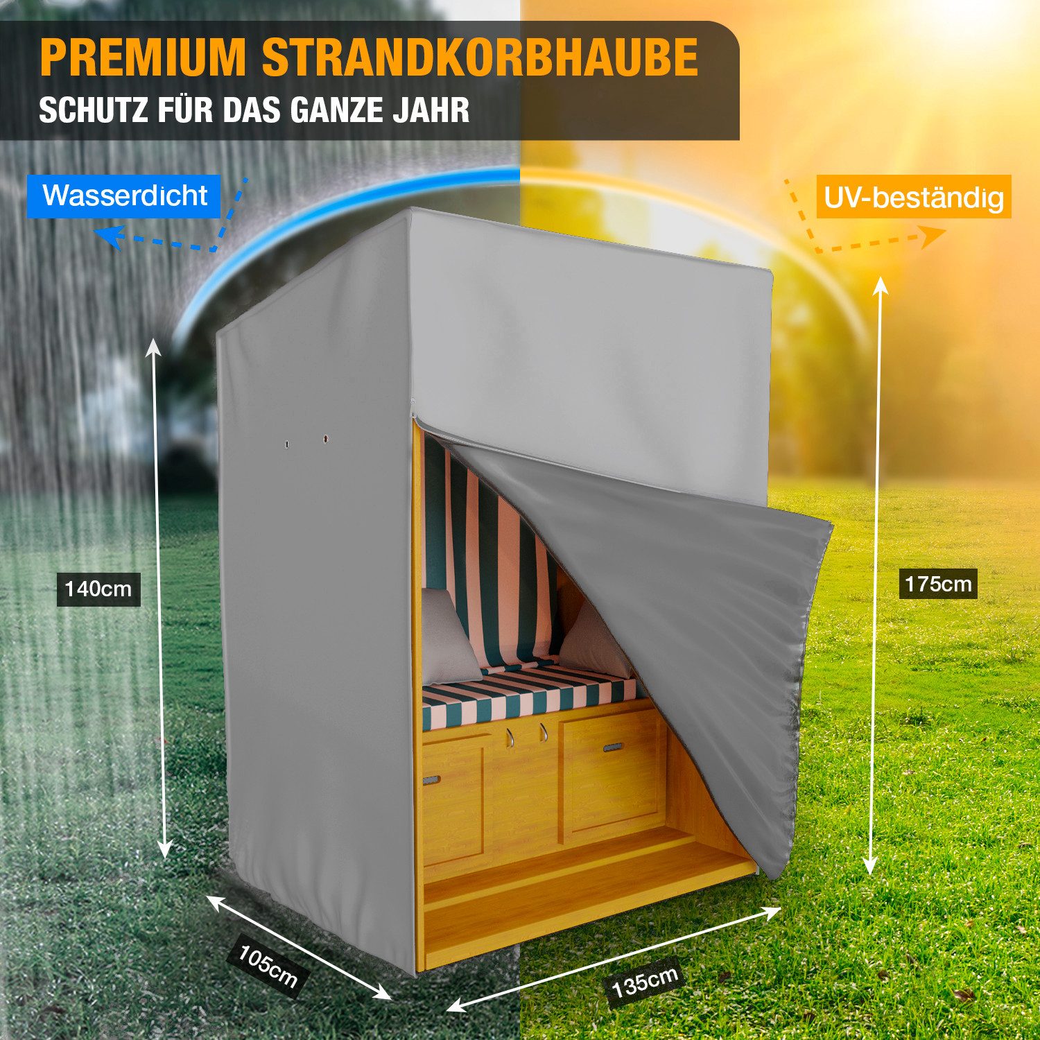 Kronenburg Strandkorb-Schutzhülle Wasserdicht & Winterfest, für alle Strand günstig online kaufen