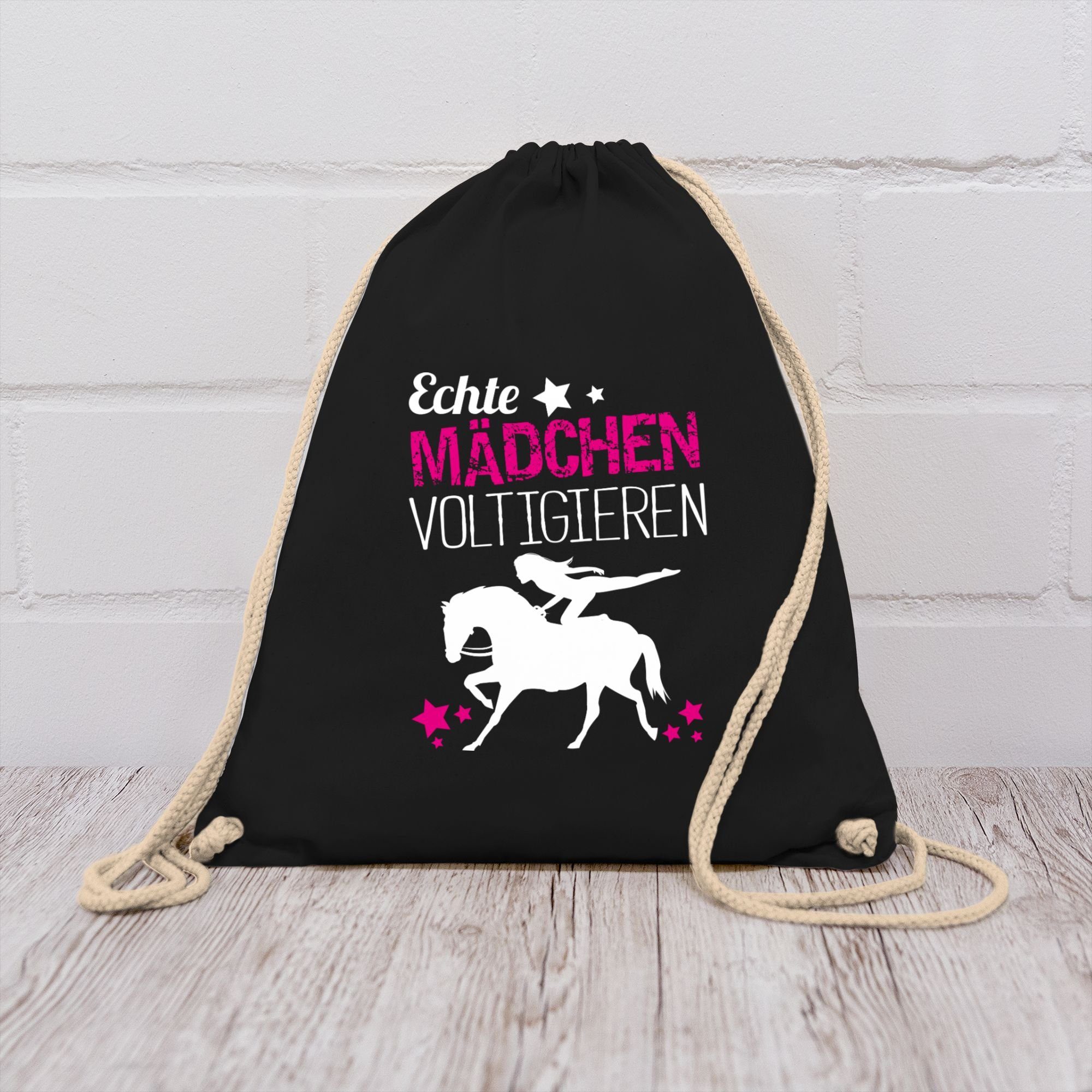 Shirtracer Turnbeutel Echte Mädchen voltigieren, Pferd