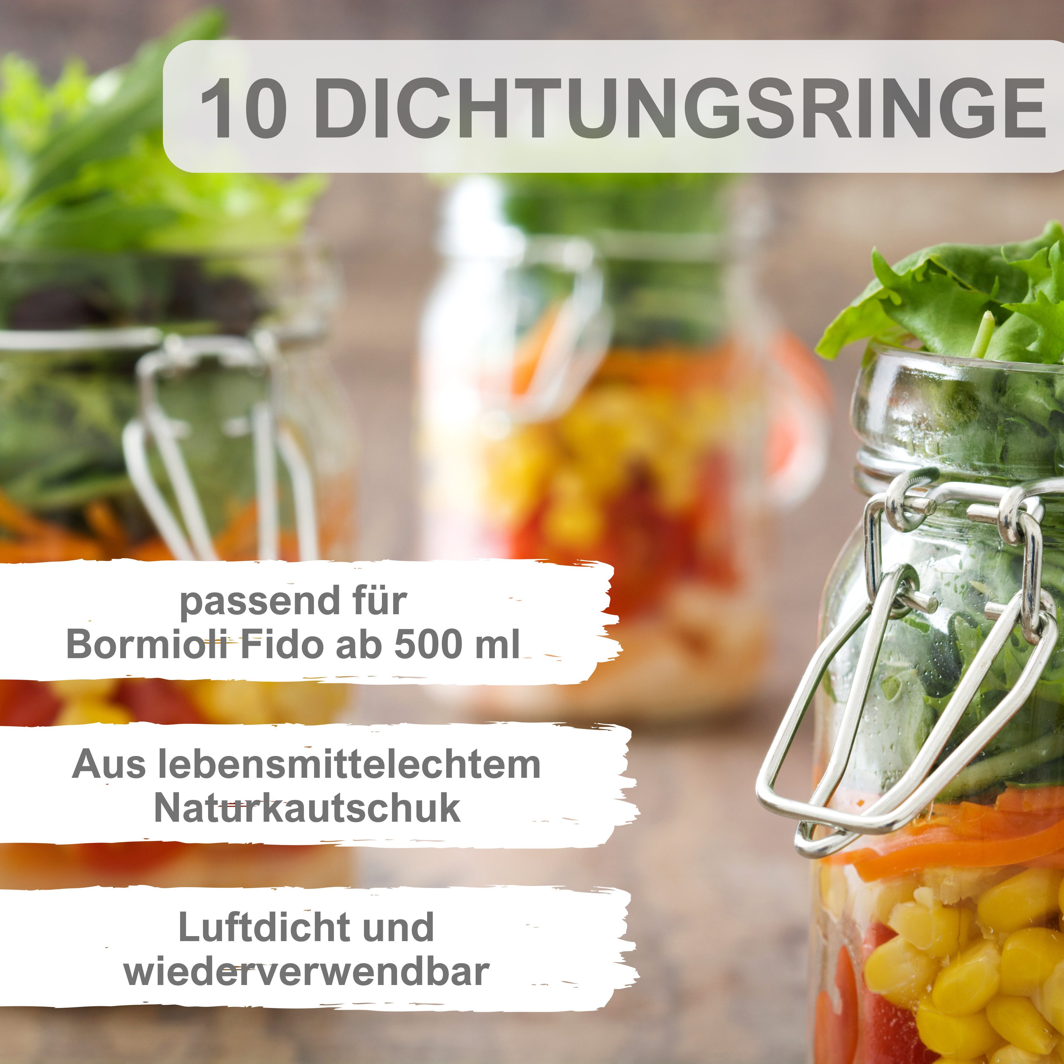 mikken Einkochring 10 Gummiringe 75x101 mm rot Naturkautschuk für Bügelgläser, paasend für Bormiloi Fido Gläser ab 1,25 Liter