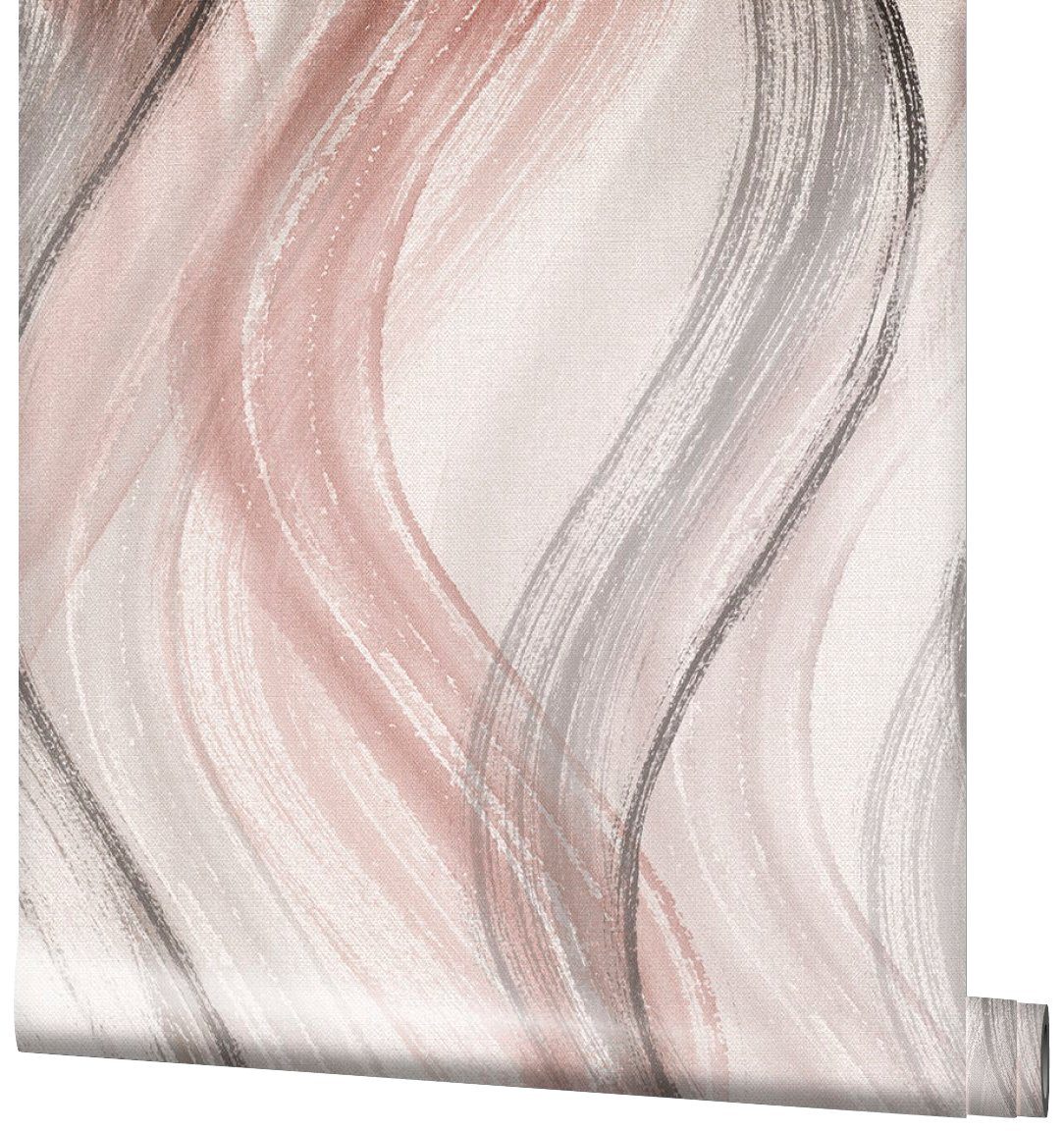 Marburg rosa/grau/beige lichtbeständig Vliestapete, restlos abziehbar und Wellenoptik,