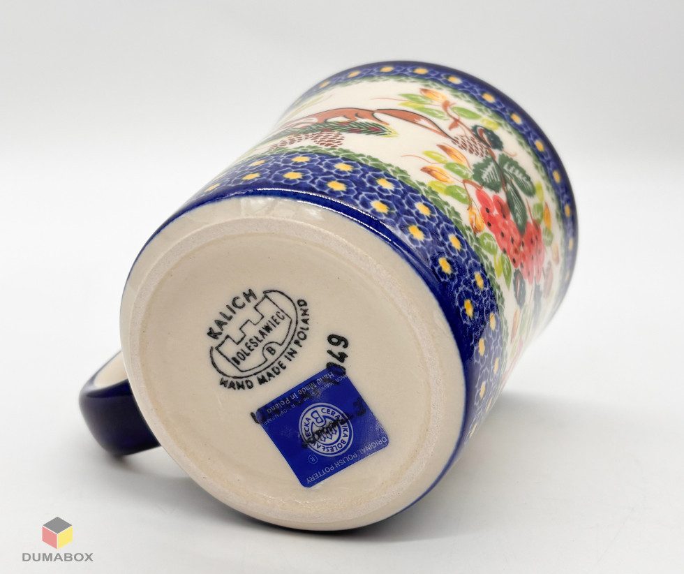 Ceramika Bolesławiecka Kalich Becher Handgefertigte Bunzlauer Keramik Tasse, Becher 400 ml UNIKAT