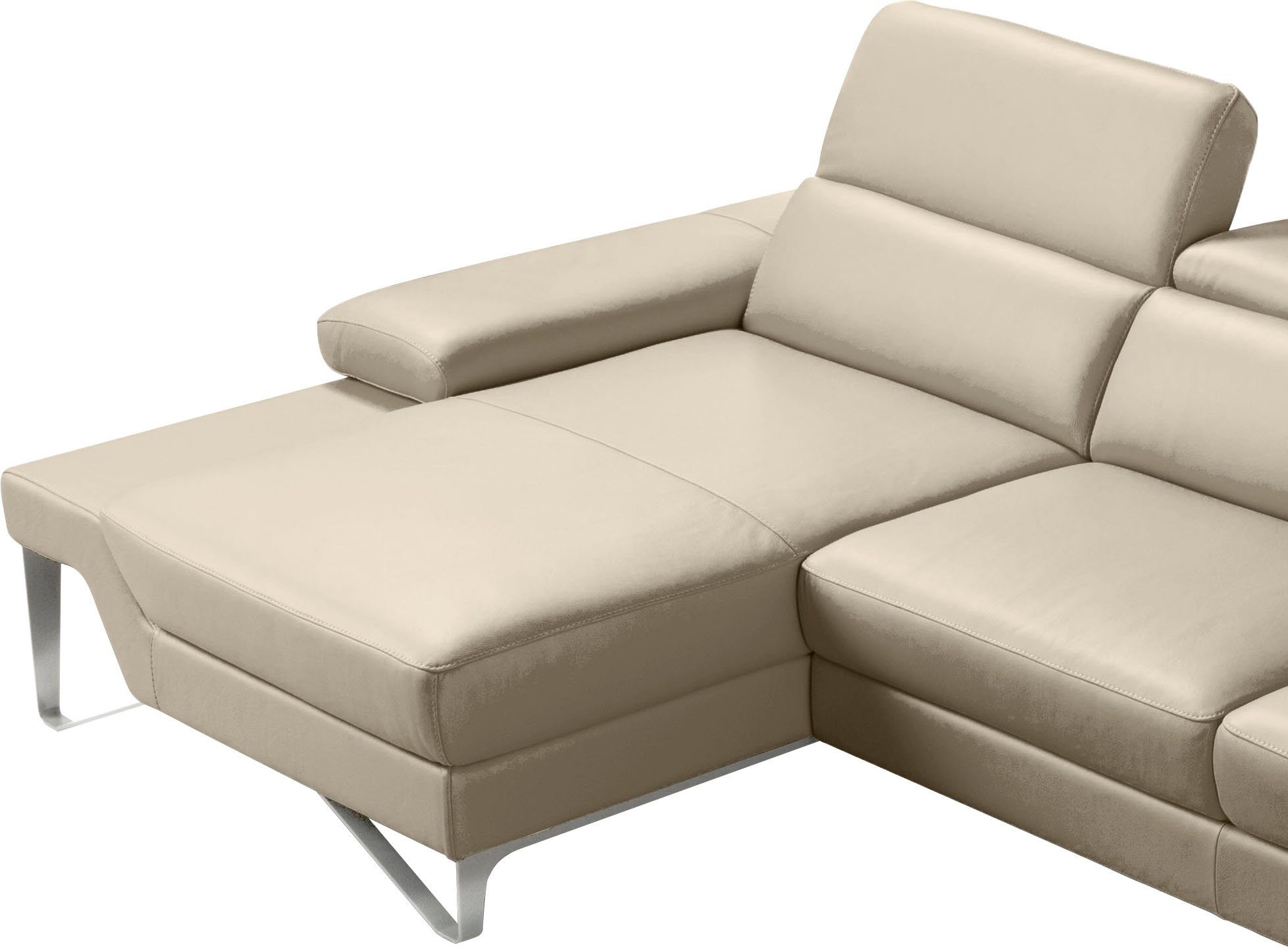 Egoitaliano Ecksofa Princess, elegantes Designsofa mit erstklassigem Sitzkomfort, L-Form, mit Recamiere, inkl. Kopfteilverstellung, edle Designmetallfüße