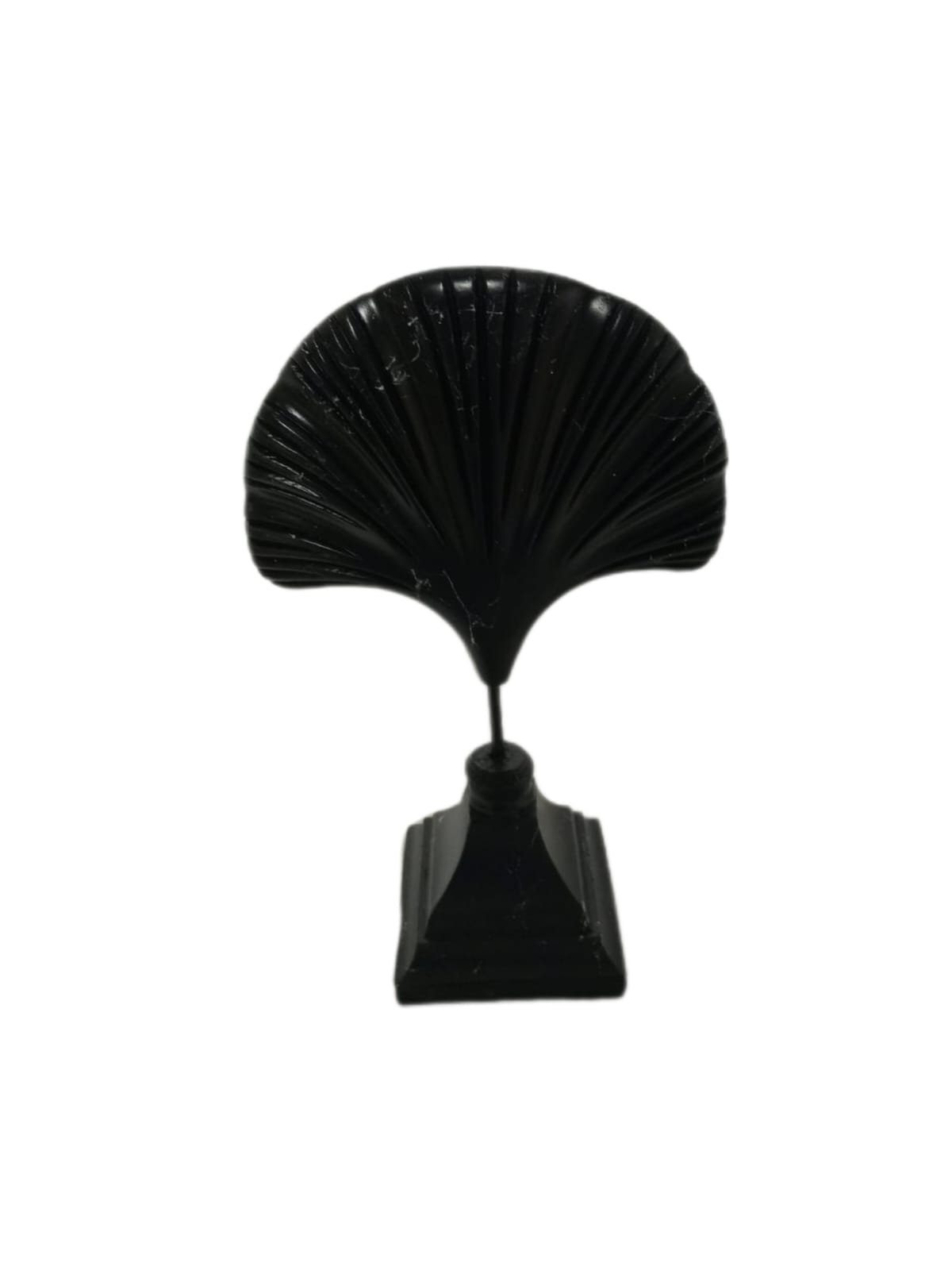 moebel17 2er aus Dekofigur Schwarz Oval Dekofigur Set Marmoroptik, Polyresin Skulptur Blatt