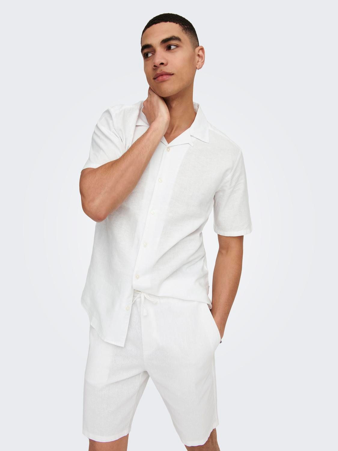 ONLY & SONS Shorts ONSLINUS 0007 COT LIN SHORTS NOOS Baumwolle mit Leinen, normal geschnitten