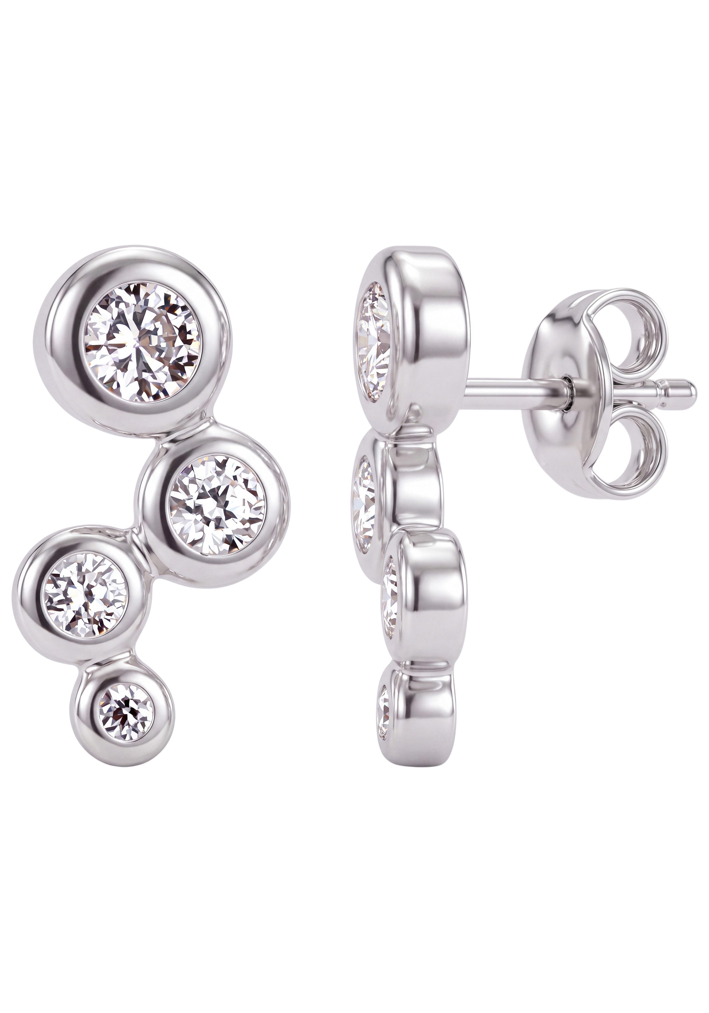 JOBO Paar Ohrstecker, 925 Silber mit 8 Zirkonia