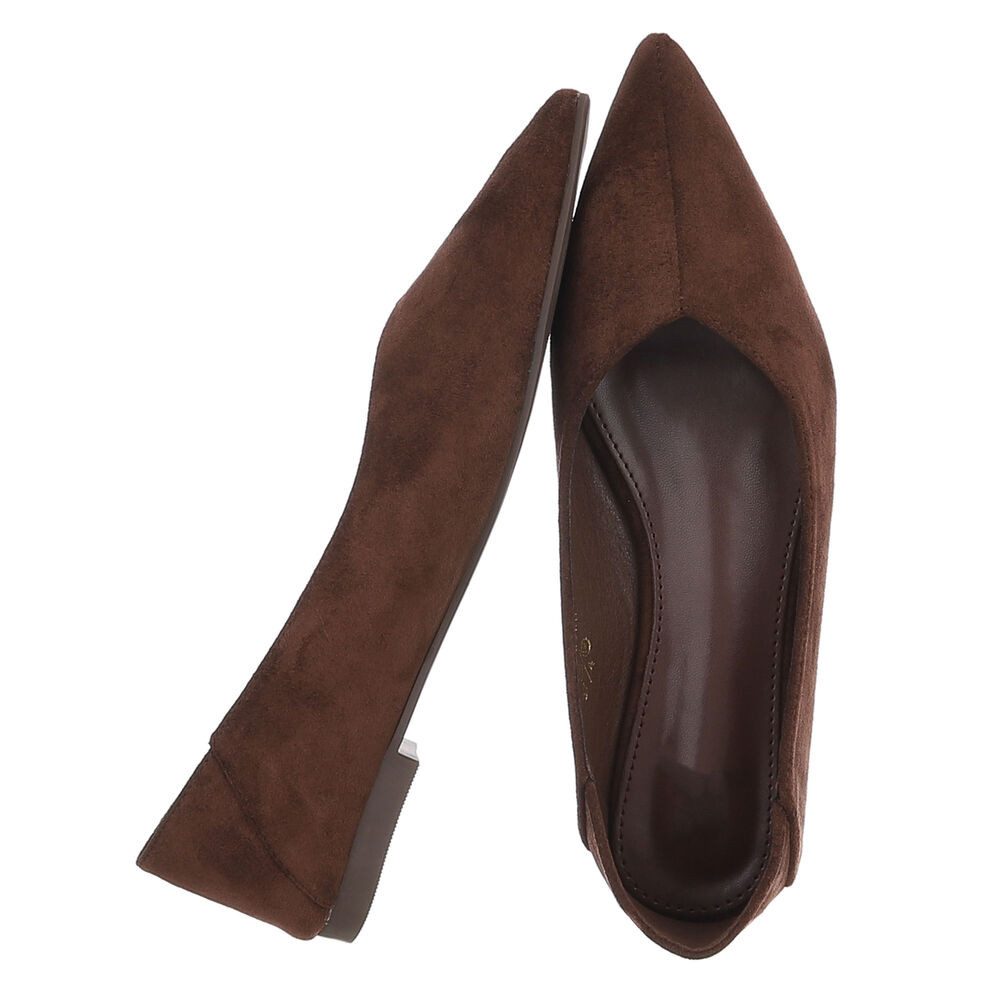 Ital-Design Damen Slipper spitz elegant ohne Verschluss Pumps (92078689) Blockabsatz Klassische Ballerinas in Braun