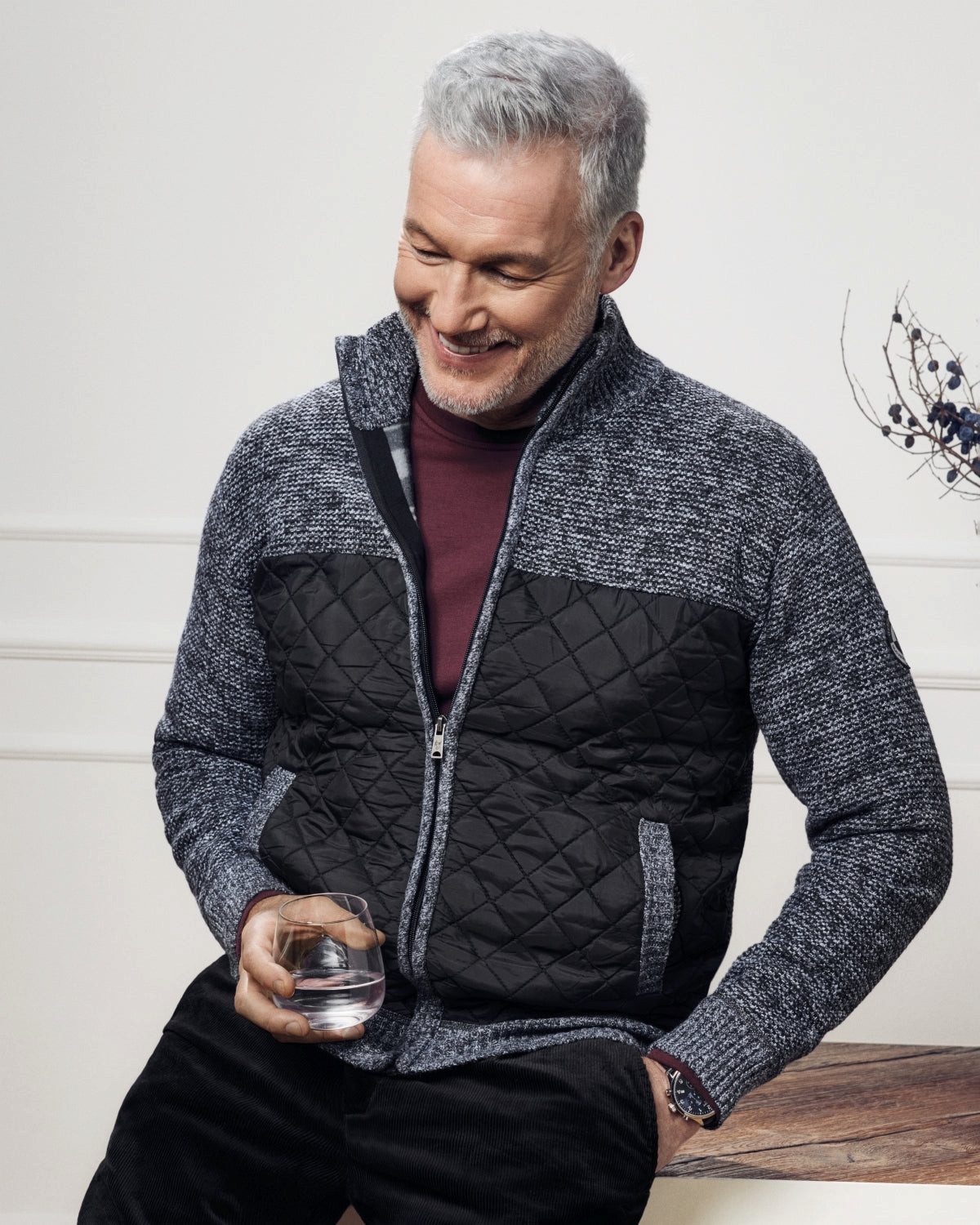 Hajo Strickjacke Strickjacke in Materialmix mit gefütterter Innenseite günstig online kaufen