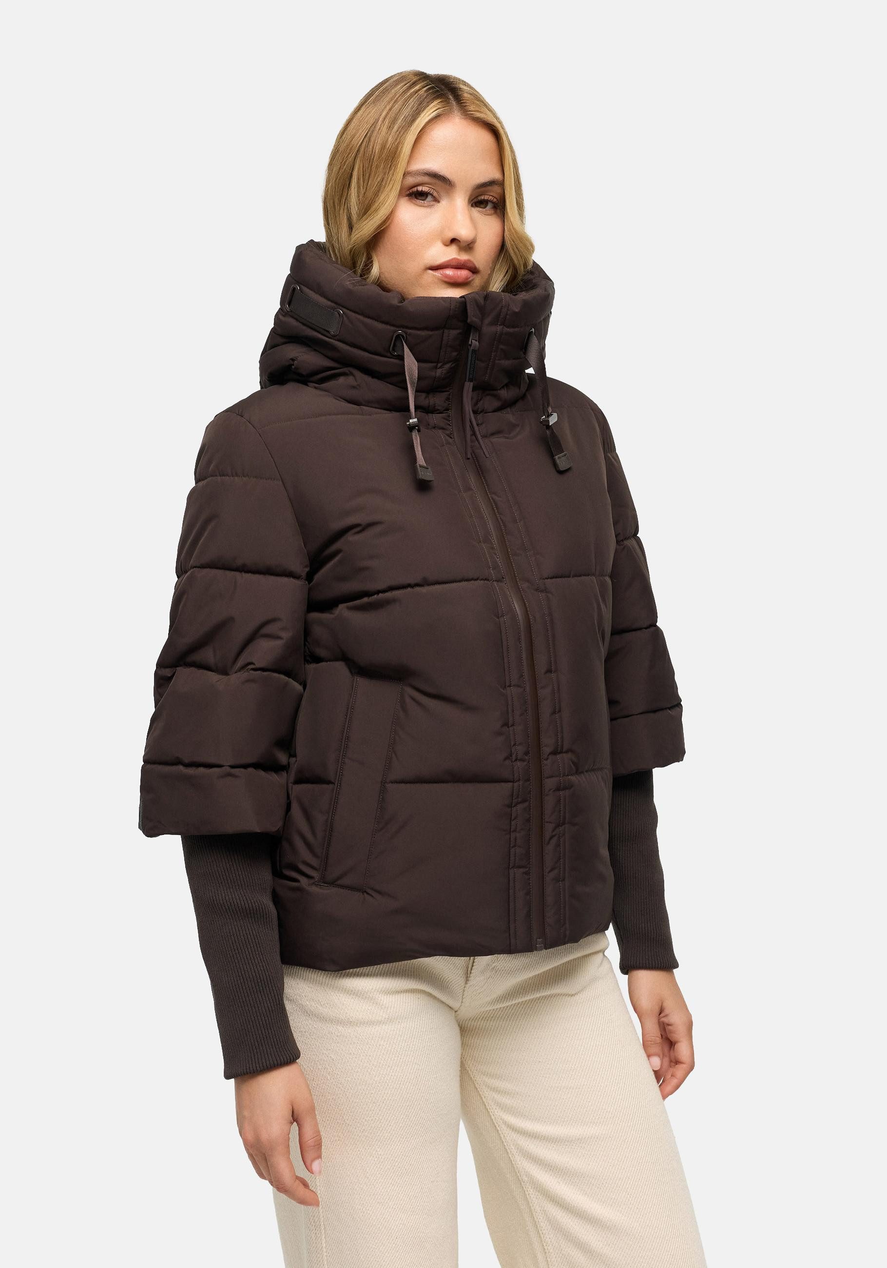 Navahoo Steppjacke Lotusherz XIV Warme gesteppte Winterjacke mit Rippstrickärmeln