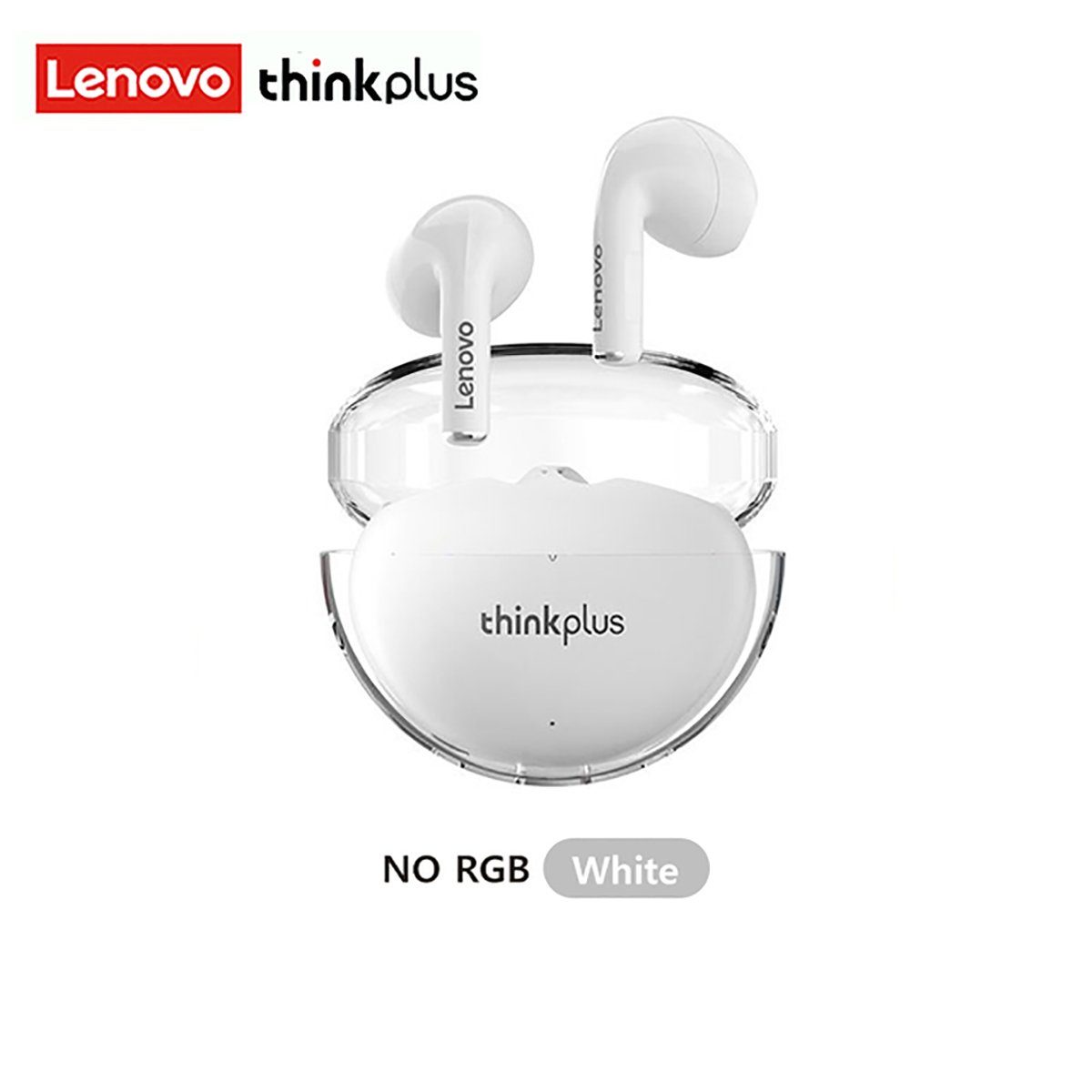mit Siri, - Pro Stereo-Ohrhörer LP80 Lenovo Bluetooth-Kopfhörer (True mit Assistant, Touch-Steuerung 280 Kopfhörer-Ladehülle mAh Bluetooth Google 5.3, kabellos, Wireless, Weiß)