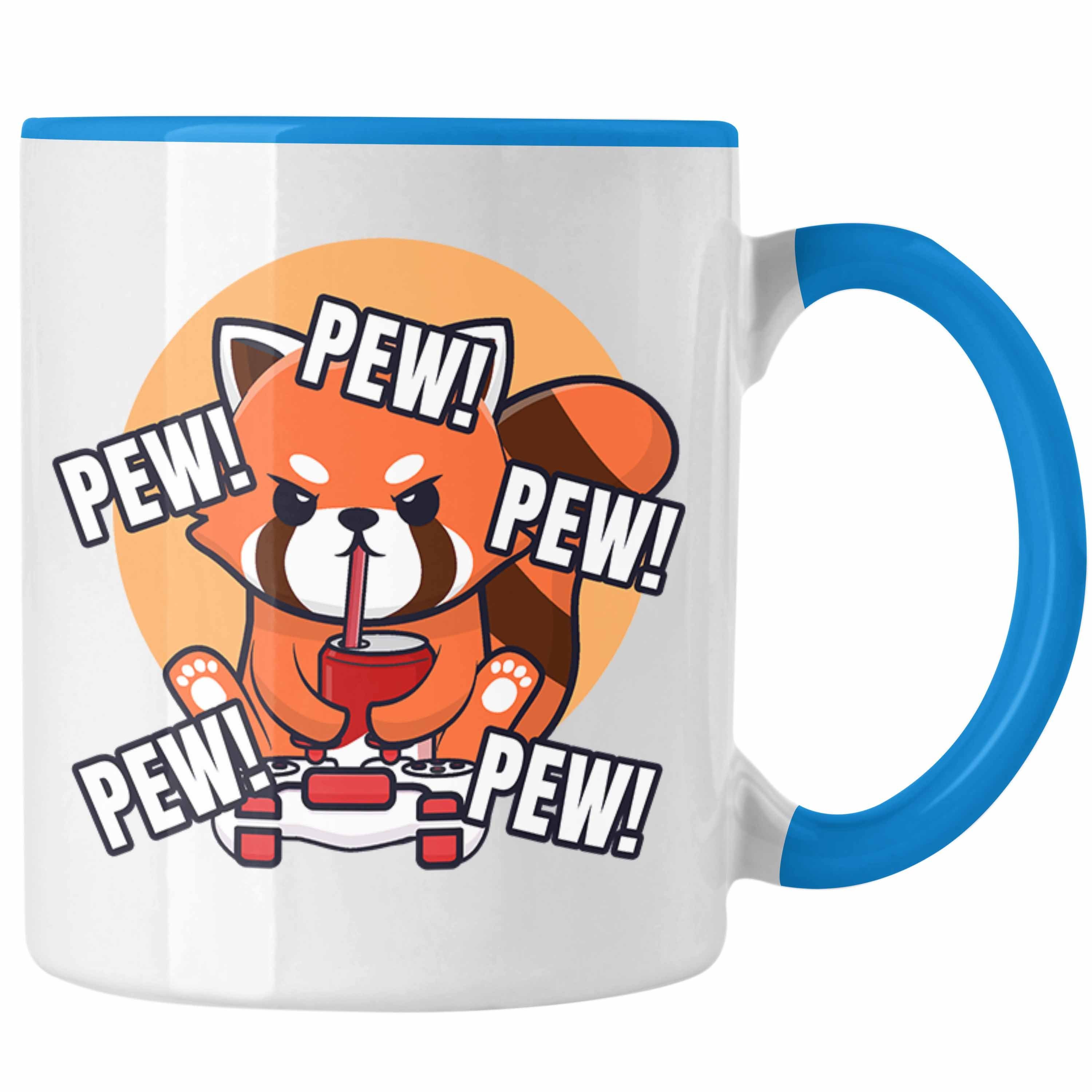 Grafik Lustige für Jungs Jungen Tasse Mädchen Geschenkidee - Gamer Trendation Panda Gaming Trendation Kinder Tasse Pew Blau
