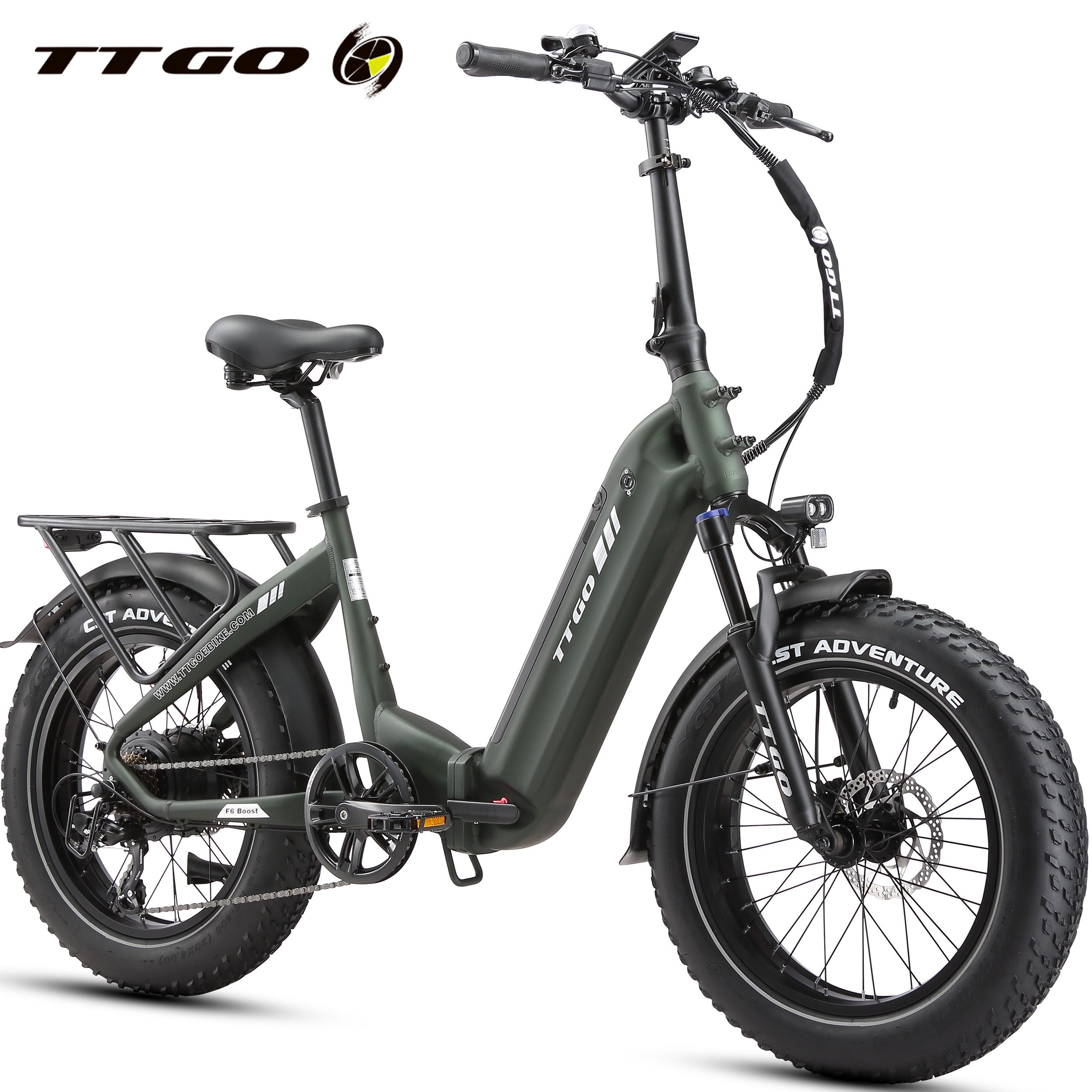 TTGO E-Bike Klapprad 20x4 Zoll, 70Nm Hinterradmotor, 140km, F6B, Drehmomentsensor, 7 Gang SHIMANO, Kettenschaltung, Heckmotor, 864 Wh, MAX. 150kg, Federgabel mit Lockout, Elektrofahrrad, hydr. Bremsen