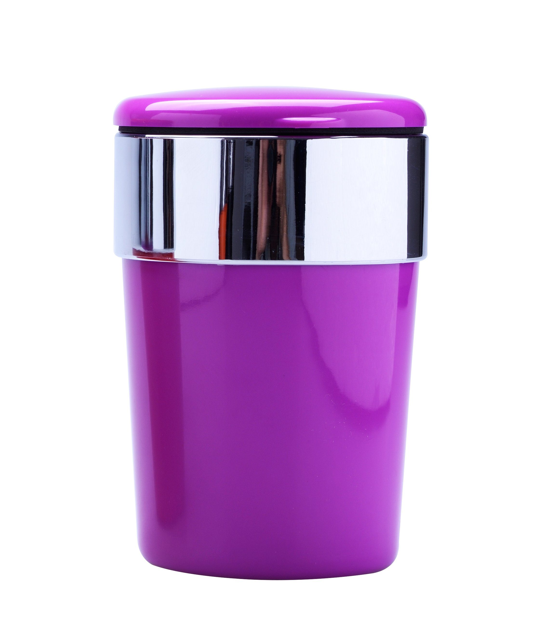 CHAMP Aschenbecher AUTO ASCHENBECHER mit Deckel für Getränkehalter LED Licht 57 (Lila), Autoaschenbecher Windaschenbech KFZ