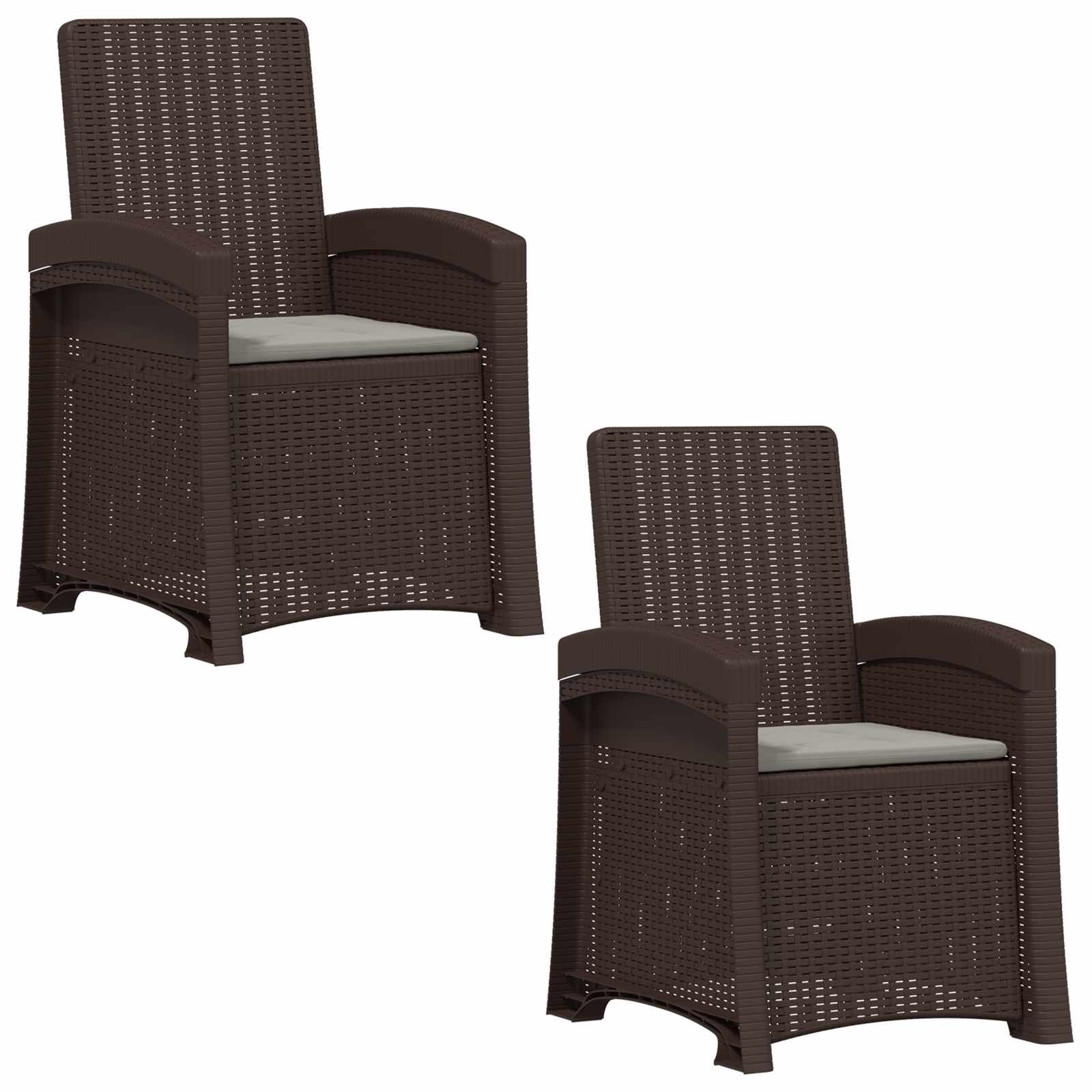 vidaXL Gartenstuhl Liegesessel Garten Rattan-Optik 2 Stk. Braun und Hellgrau PP (2 St)