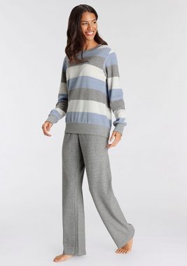 Vivance Dreams Pyjama (2 tlg) aus weichem Frottée und mit Colorblock Streifen