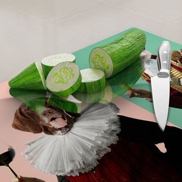 DEQORI Schneidebrett 'Aristokraten-Hunde', Glas, Platte Frühstücksbrett Schneideplatte