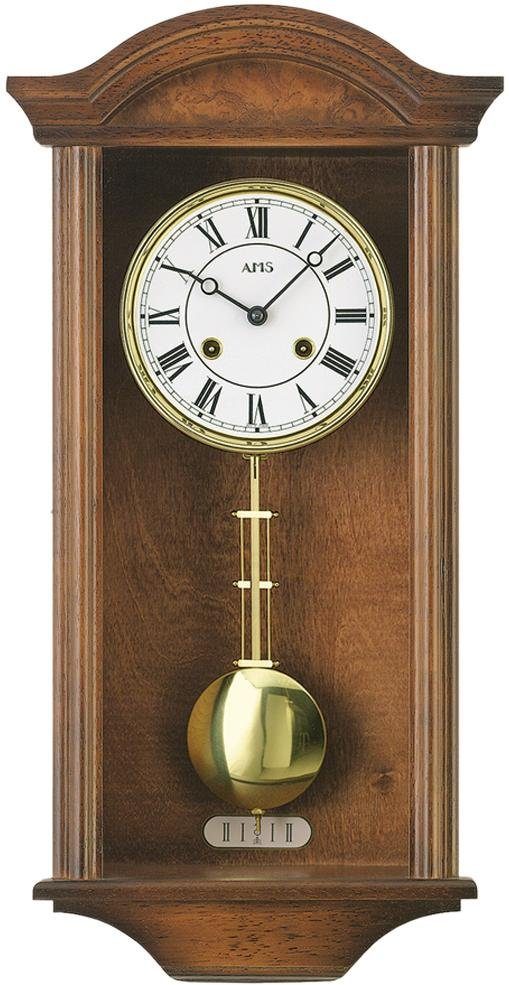 AMS Pendelwanduhr R614/1 (Mechanische Uhr,Holz,Erle nussbaumfarben,Wohnzimm günstig online kaufen