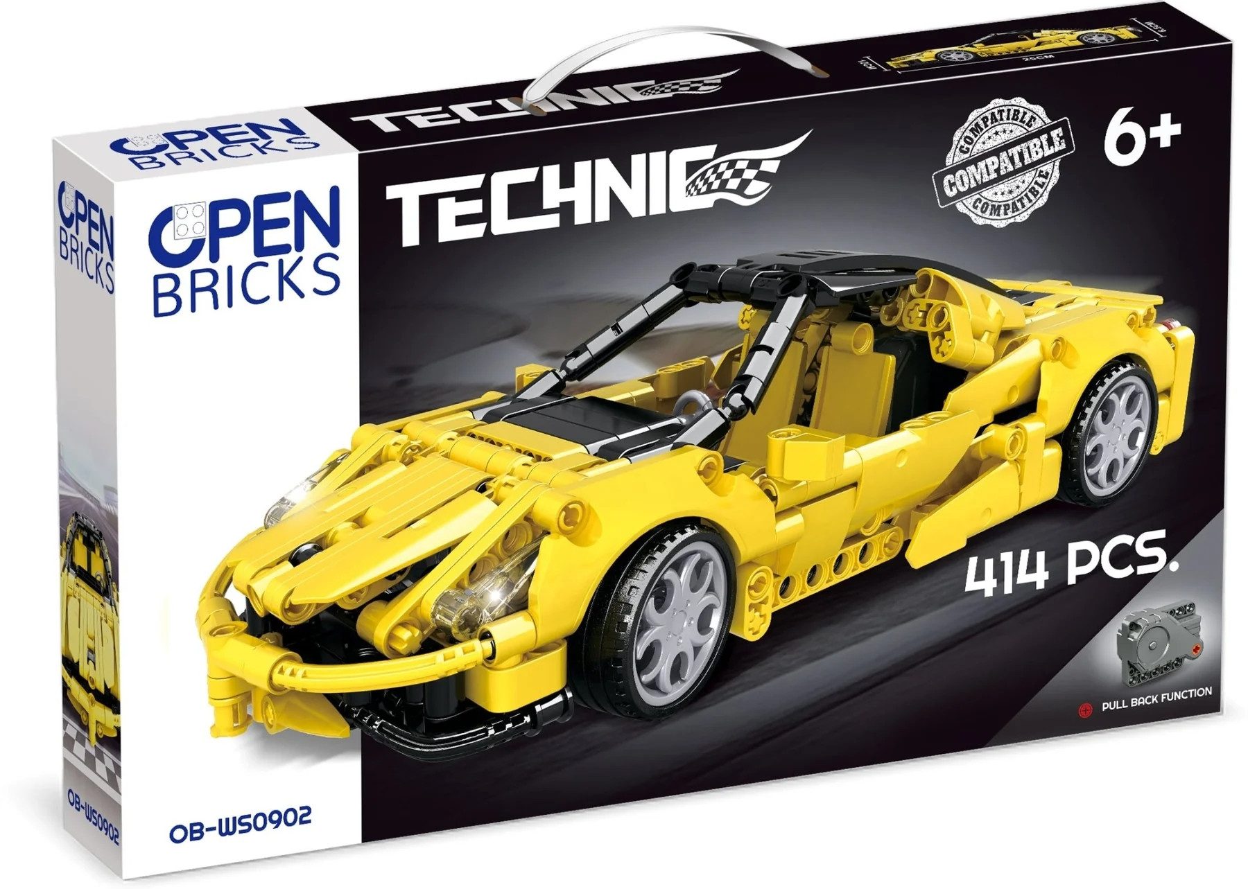 Open Bricks Open Bricks Sports Car Yellow Konstruktions-Spielset