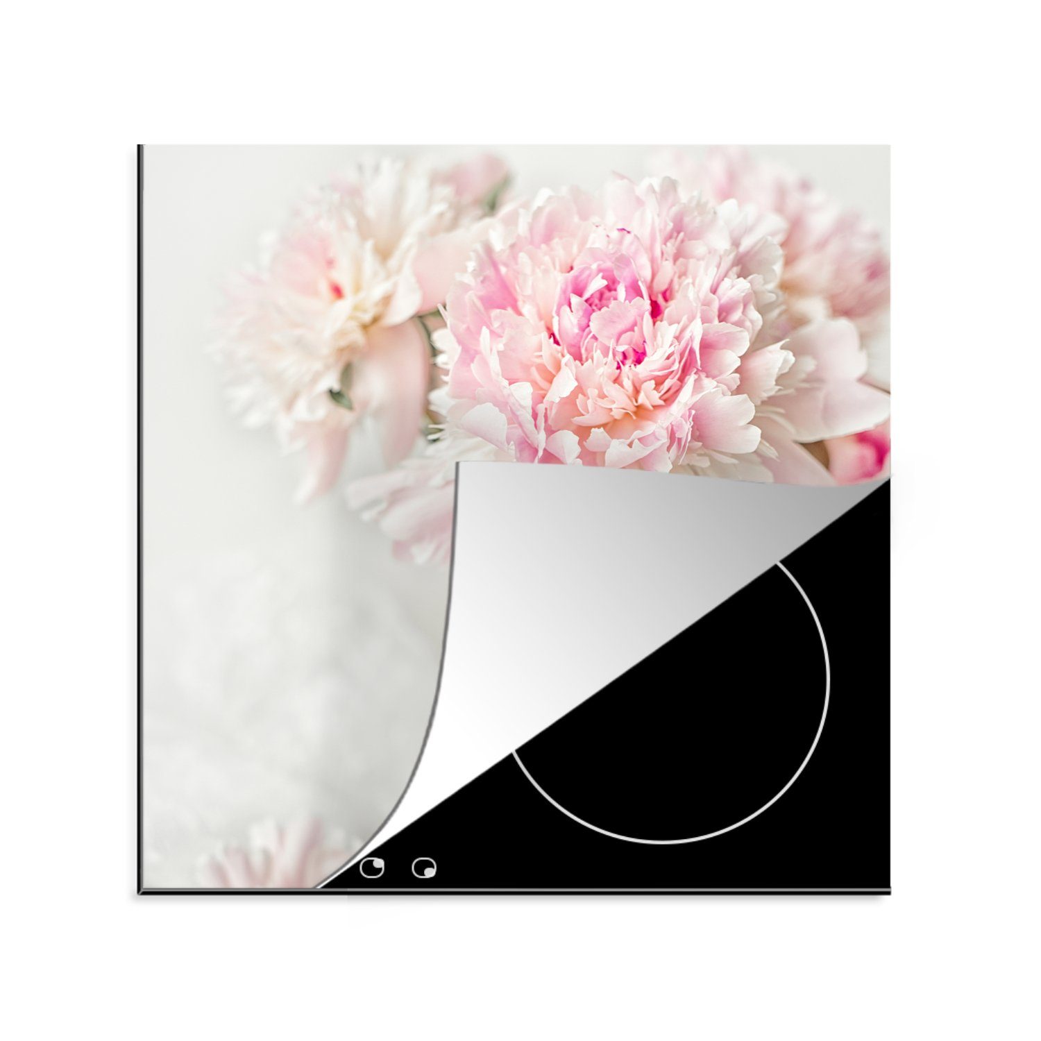 MuchoWow Herdblende-/Abdeckplatte Karaffe - Blumen - Stilleben, Vinyl, (1 tlg), 78x78 cm, Ceranfeldabdeckung, Arbeitsplatte für küche