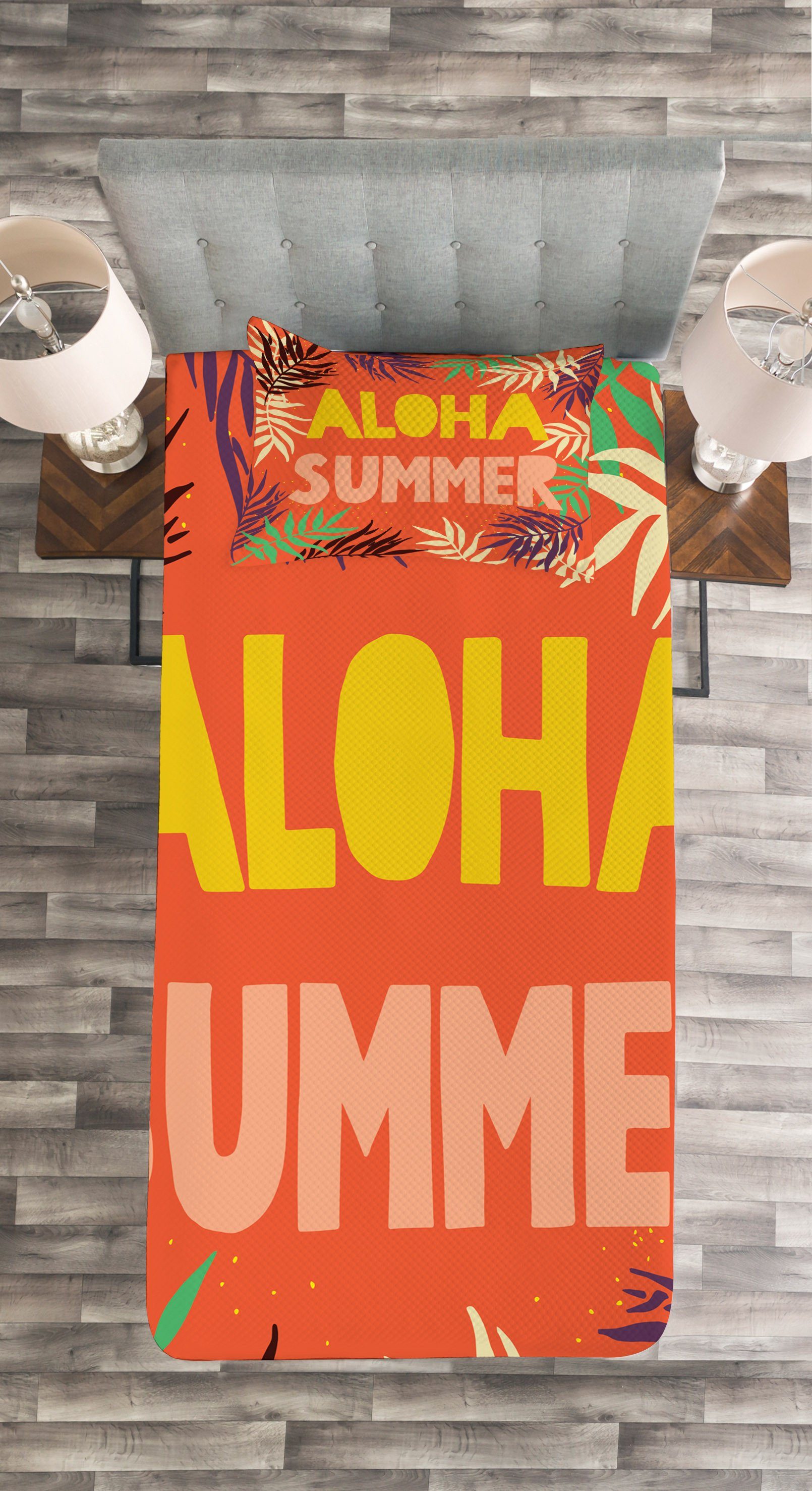 Stil Aloha Aloha Tagesdecke Set Kissenbezügen Sommer-exotischer mit Abakuhaus, Waschbar,