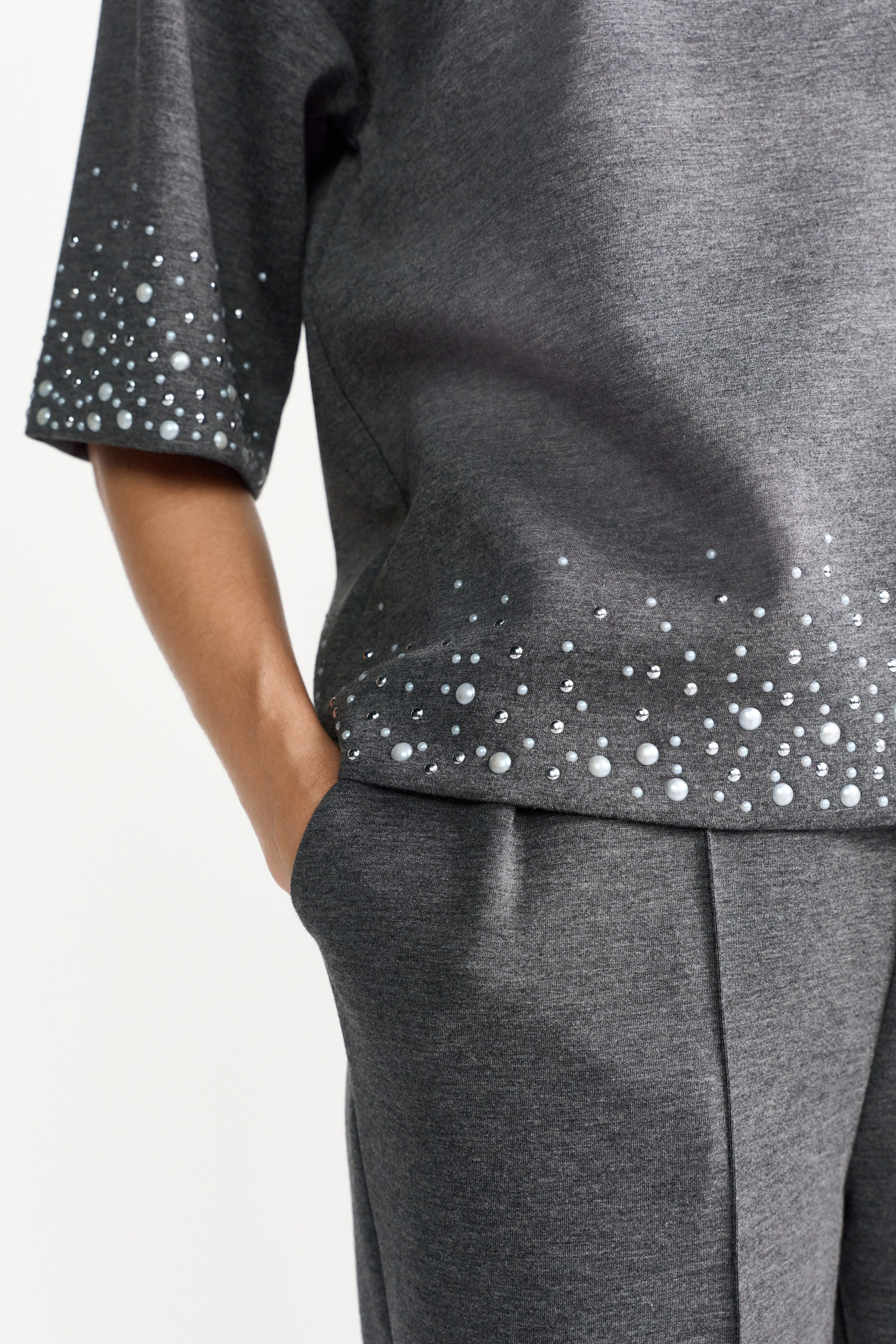 RICHROYAL T-Shirt mit Strass und Perlen, Rundhals günstig online kaufen