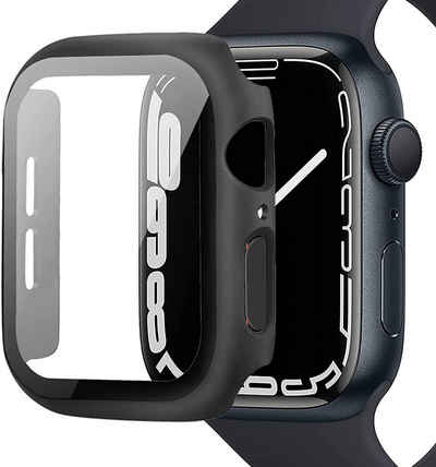 MSM Smartwatch-Hülle Hülle für Apple Watch Series 7 Schutzhülle Case 41mm 45mm Display Schutzglas 9H