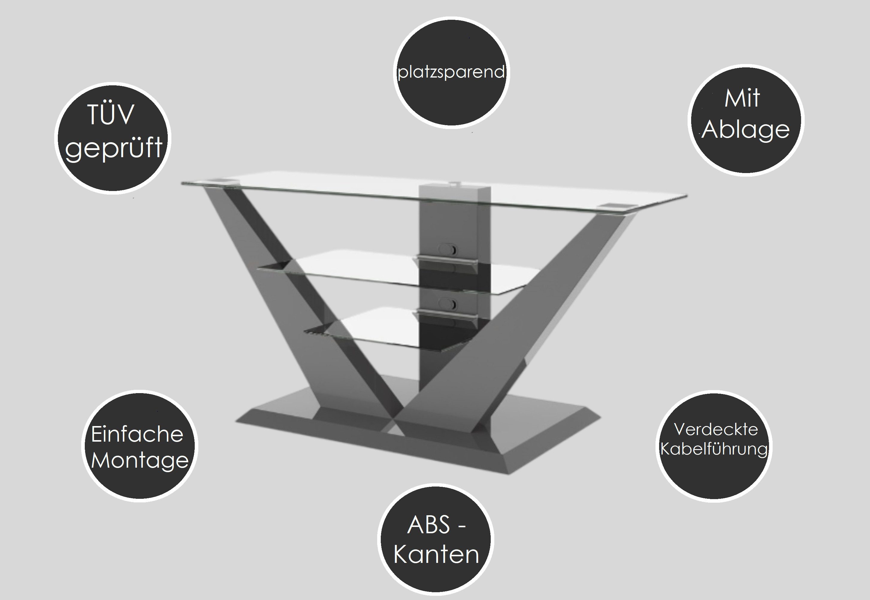 designimpex TV-Rack TV Schrank HL-111 Hochglanz TV Möbel TV Rack TV Ständer Fernsehtisch