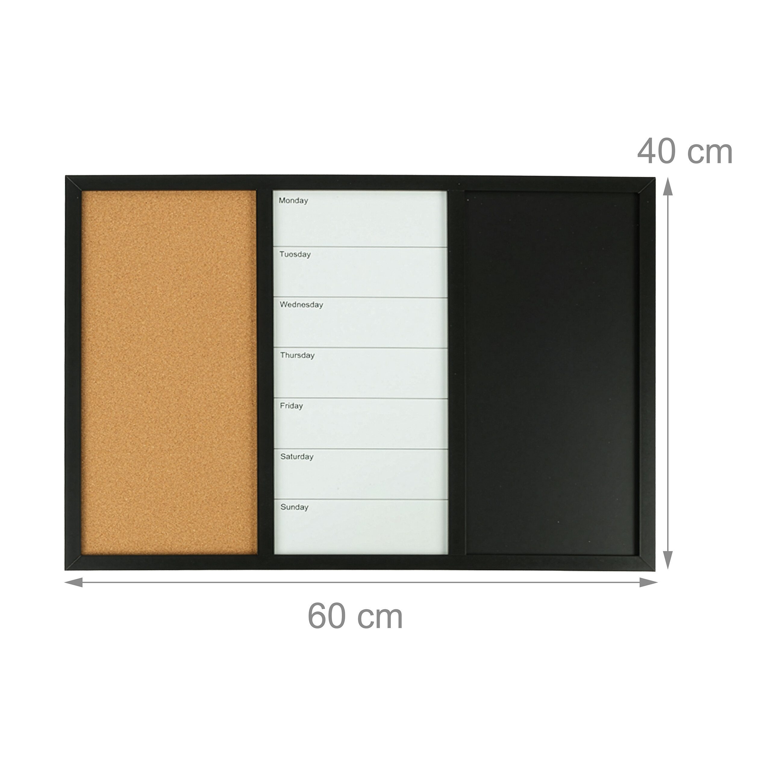 relaxdays Magnettafel Kombitafel 3in1 mit Zubehör, 60x40 cm