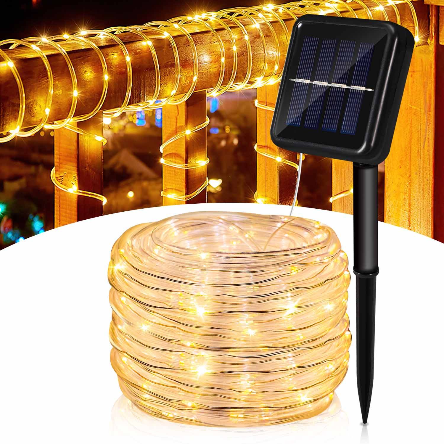 Clanmacy LED-Lichterschlauch Solar Lichterkette Lichtschlauch Beleuchtung günstig online kaufen