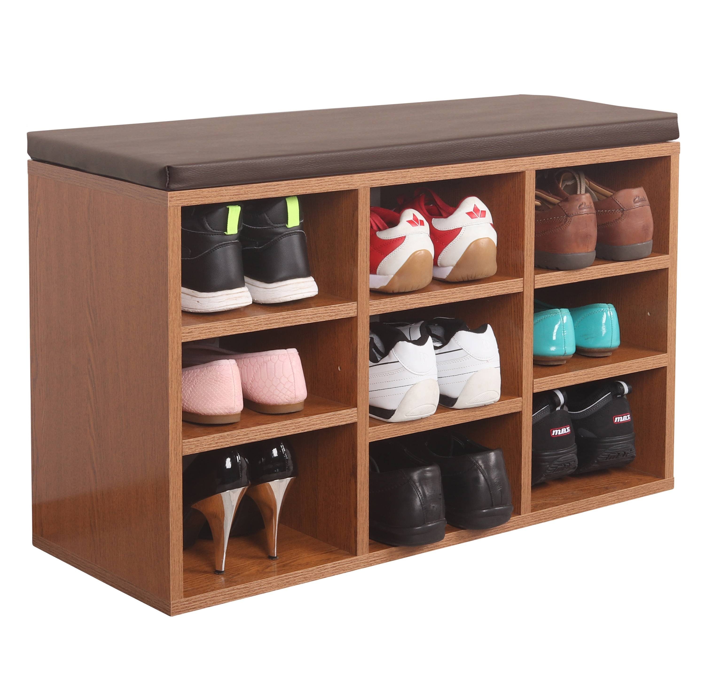 RICOO Schuhregal WM035-ER-B, 1-tlg., Schuhbank mit Sitzkissen Sitzbank für Flur Schuhablage Schuhschrank