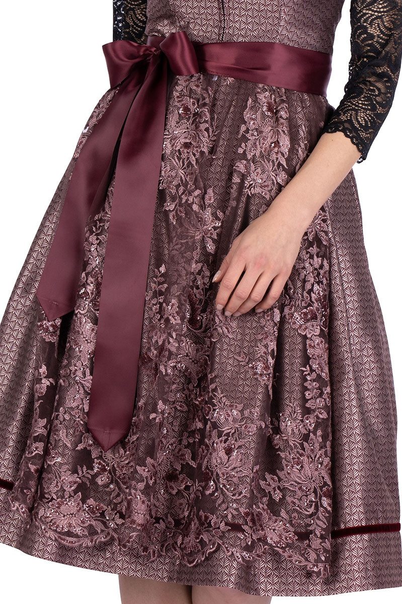 MarJo Dirndl Midi Dirndl 2tlg. - MARISOL - bordeaux/silber/altrosa