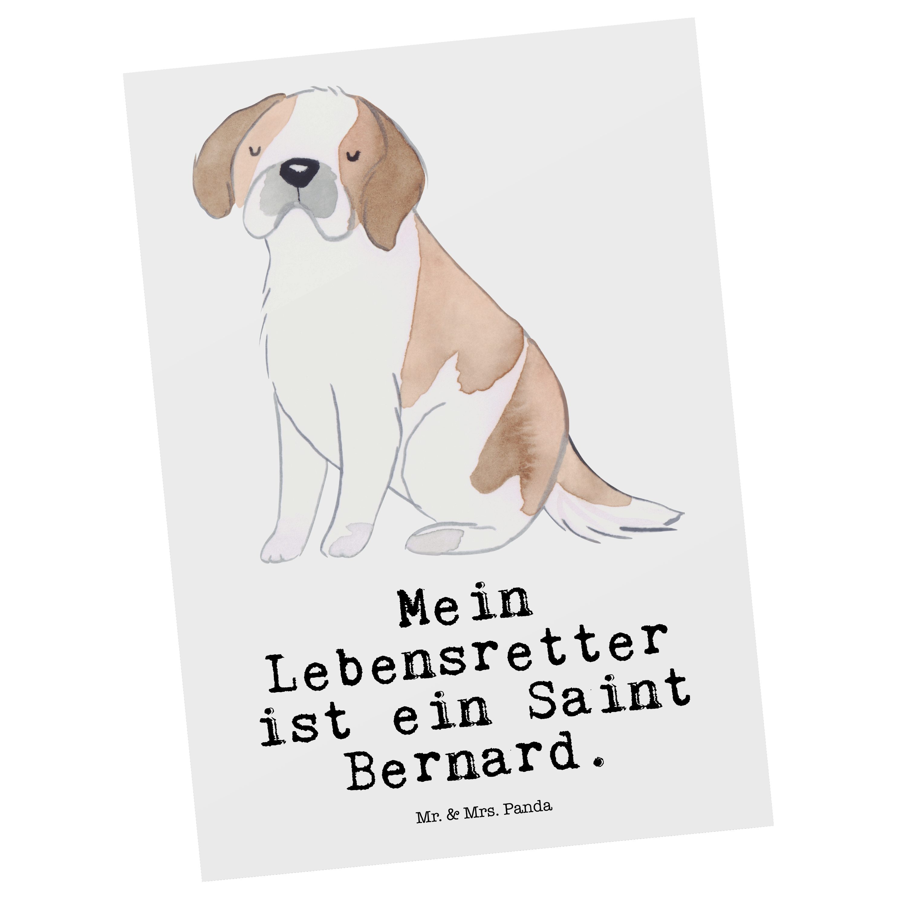 Mr. & Mrs. Panda Postkarte Saint Bernard Lebensretter - Weiß - Geschenk, Perro San Bernardo, Wel