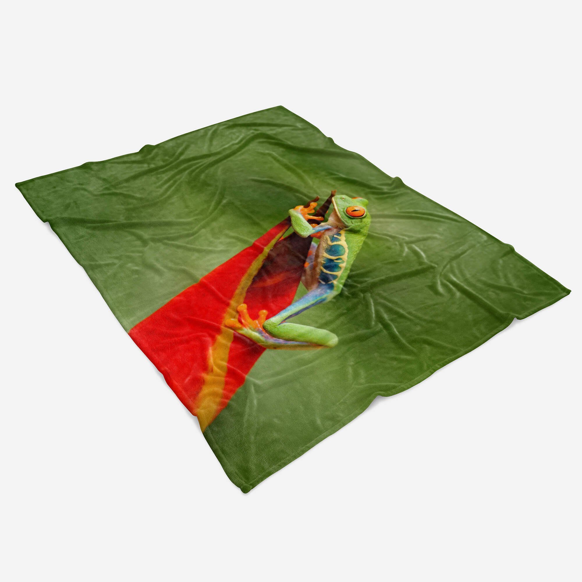 Sinus Tiermotiv Strandhandtuch auf, (1-St), kleiner Kuscheldecke mit Handtuch Saunatuch Art Handtücher Baumwolle-Polyester-Mix Frosch Handtuch