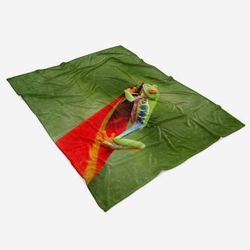 Sinus Art Handtücher Handtuch Strandhandtuch Saunatuch Kuscheldecke mit Tiermotiv kleiner Frosch auf, Baumwolle-Polyester-Mix (1-St), Handtuch