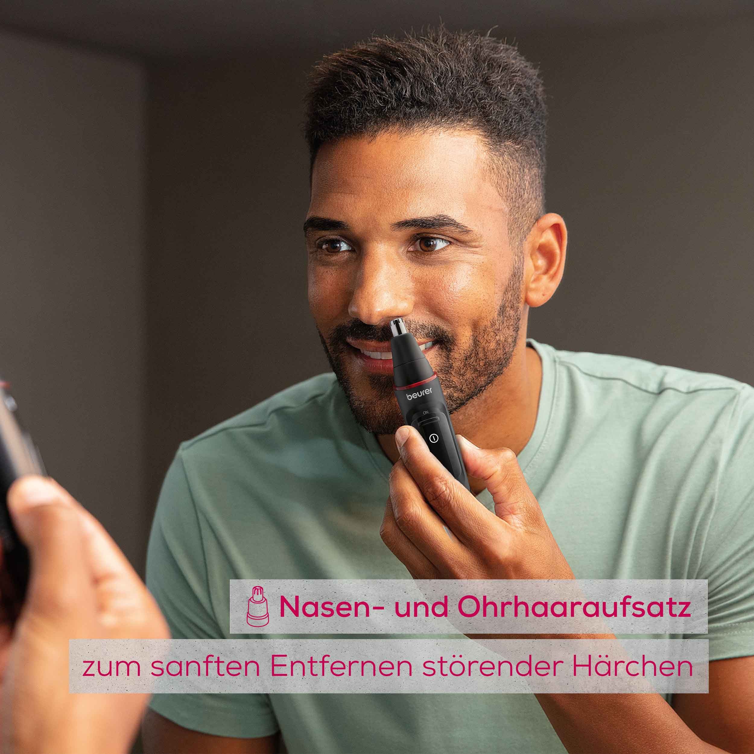 BEURER Nasen- und Ohrhaartrimmer MN3X, Präzisionstrimmer für Augenbrauen, Nasen- sowie Ohrhaare, Mit 2 Aufsätzen und extra Kammaufsatz mit 3 und 6 mm – Bild 4 von 5