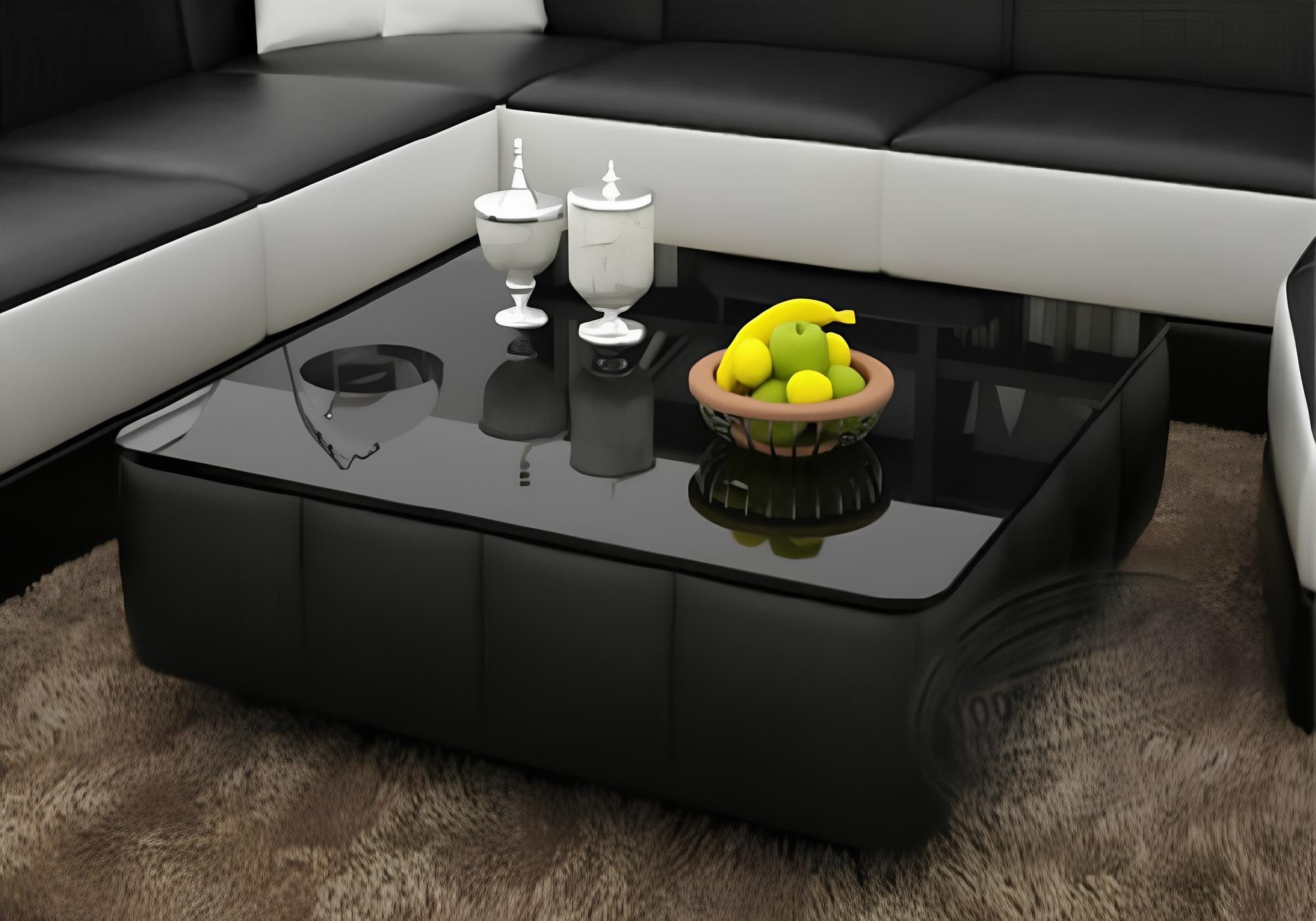 JVmoebel Couchtisch Design Glastisch Leder Couchtisch Wohnzimmertisch Sofort, Made in Europa