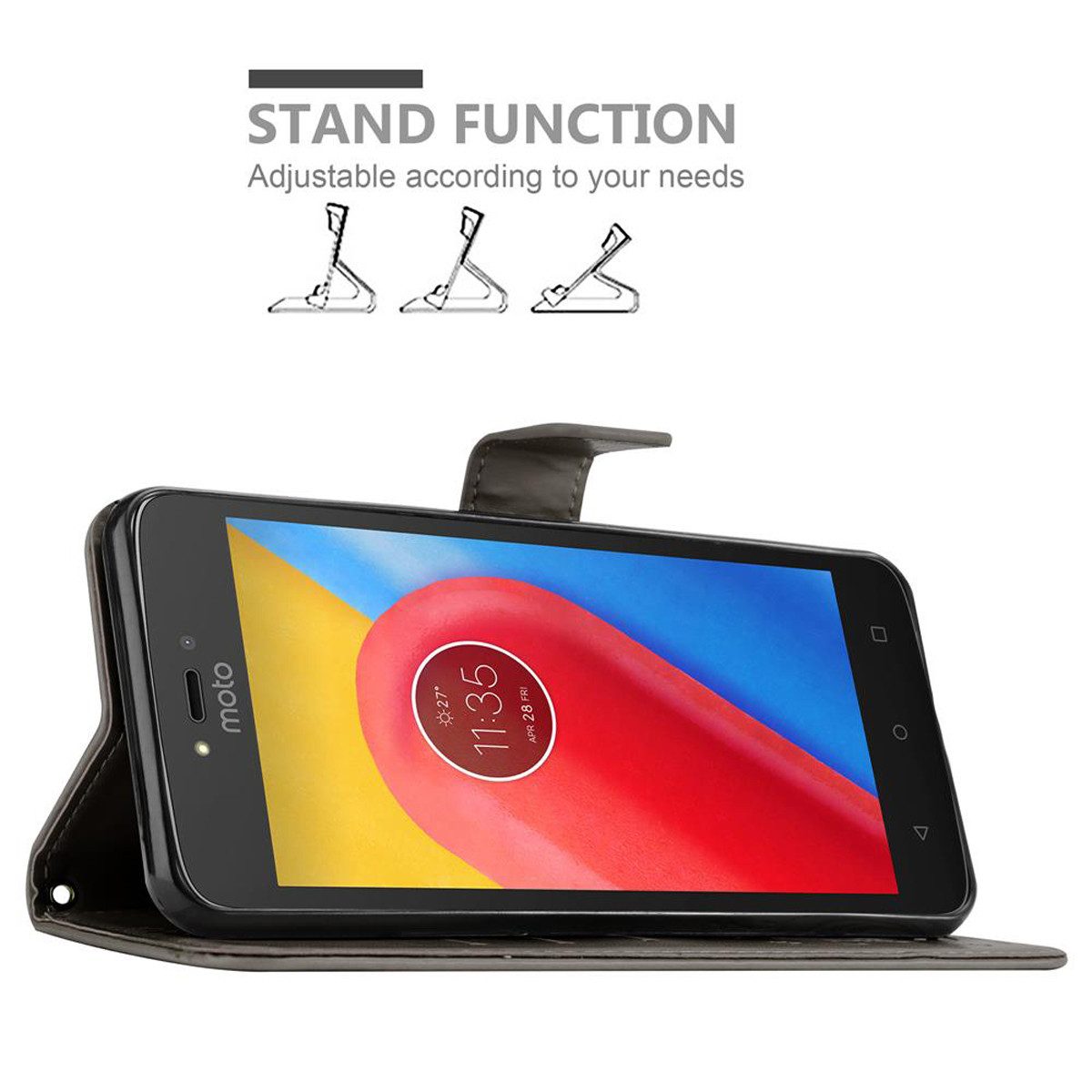 Cadorabo Handyhülle für Motorola MOTO C Hülle Motorola MOTO C, Hülle Schutzhülle Blumen Flower mit Standfunktion Kartenfach Magnet