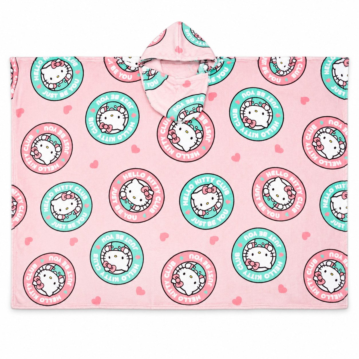 Wohndecke Hello Kitty Flanell Decke XL - Warme Kuscheldecke mit Kapuze, Hello Kitty, 120x150 cm