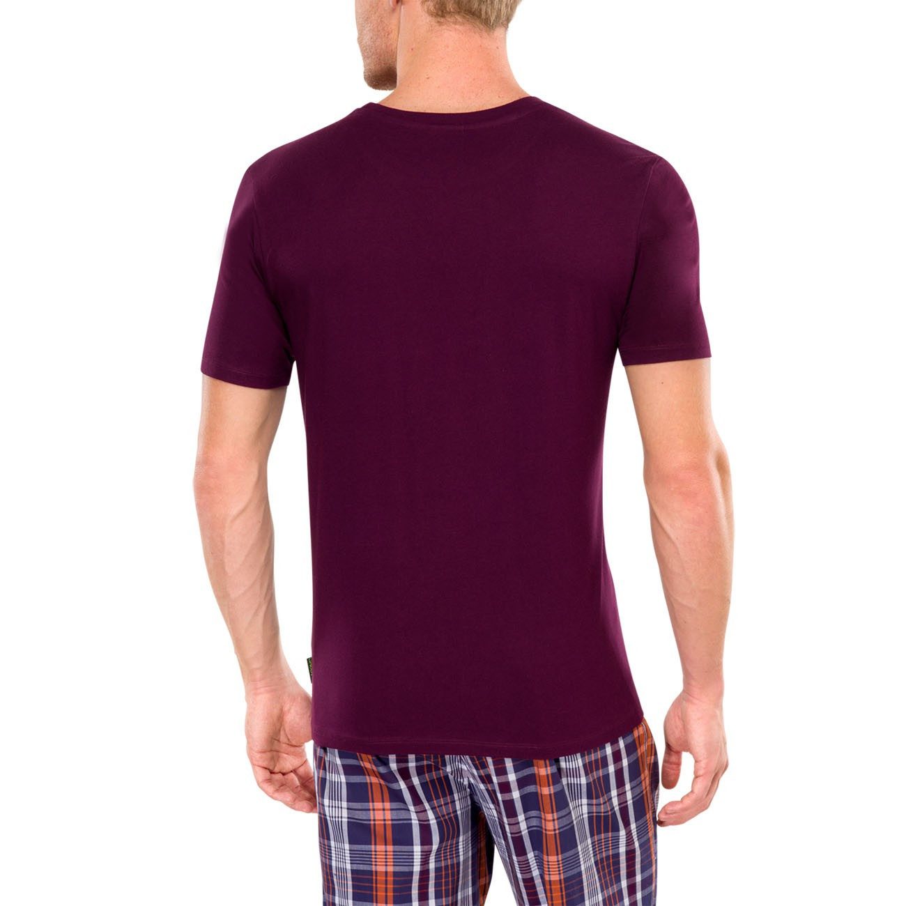 Schiesser Schlafanzug Uncover (Set, 2 tlg) Herren Pyjama Kurzarm Baumwolle lange Webhose