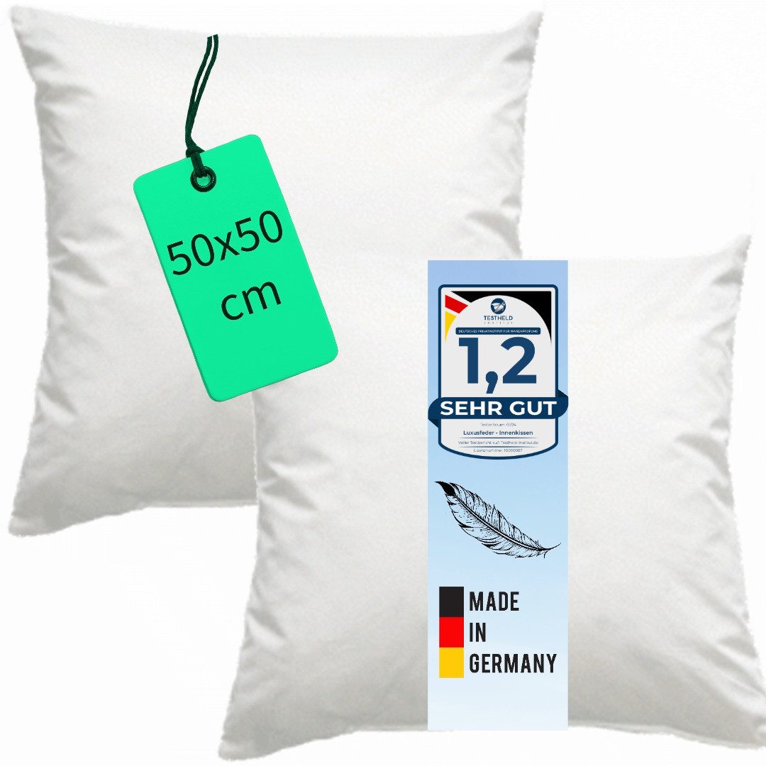 Luxusfeder Kissenfüllung 2er Set Federkissen 50x50 cm 100% Federn Sofakisse günstig online kaufen