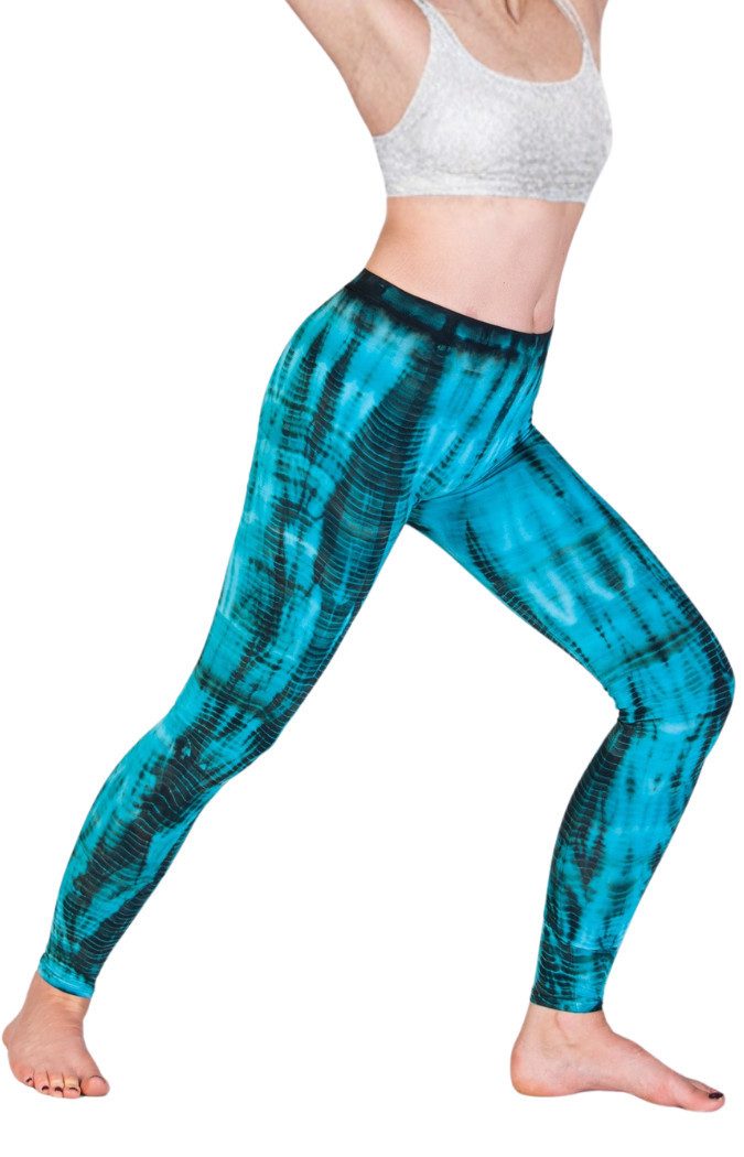 PANASIAM Леггинсы handgefärbte Unikat Batik Леггинсы aus natürlicher Viskose Goa Hose im Batik Look Yogaleggings Sporthose Sportleggings lange Леггинсы