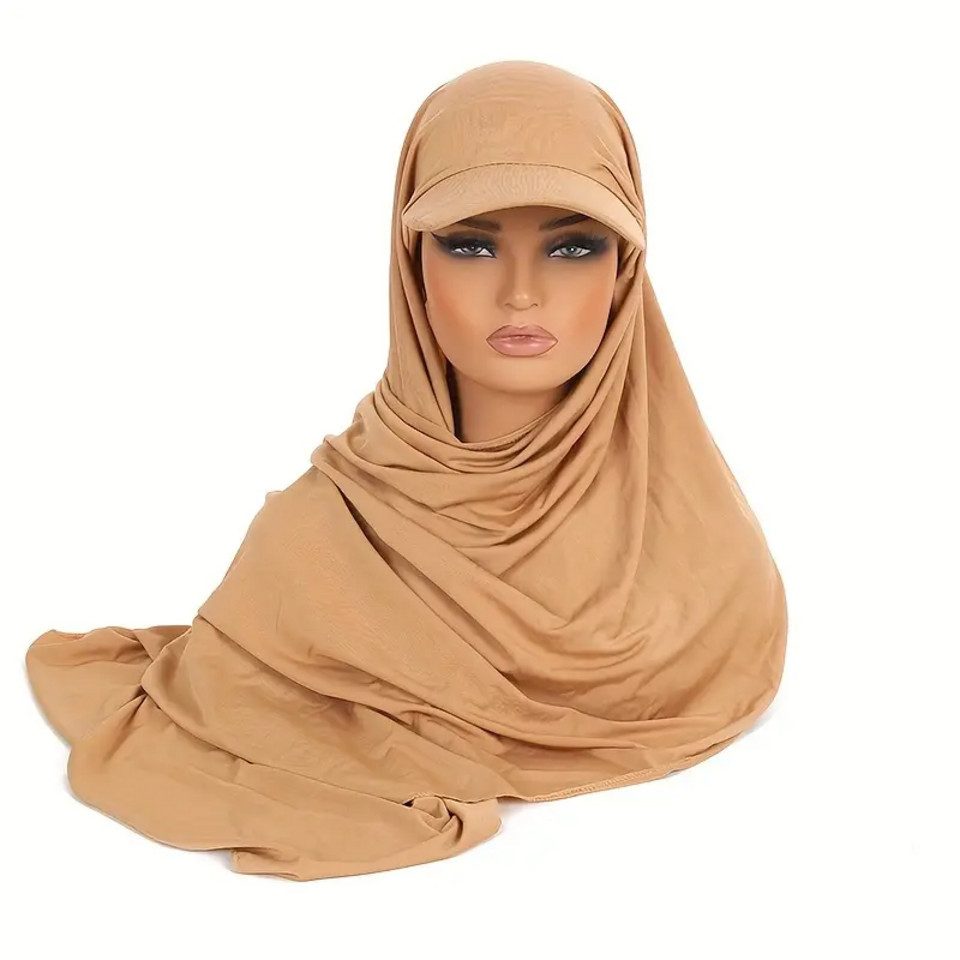 Aymasal Kopftuch Umra Хиджаб Cap Schal Kopftuch Khimar Khumur Cappy Sonnenschutz Islam, 3 in 1 Set aus Unterkopftuch, Cappy & Хиджаб / Idealer Umra Begleiter